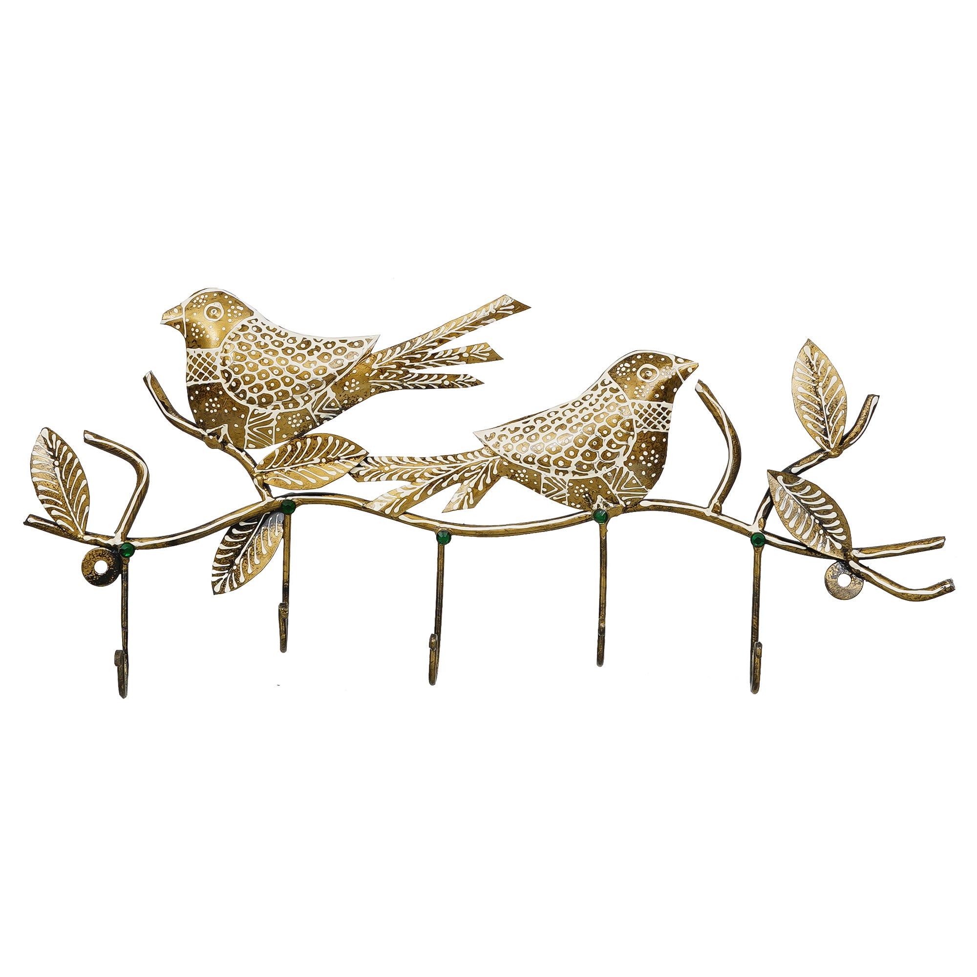 Bronze Birds on a Tree Branch with Leaves with 5 Hooks Iron Key Holder 2