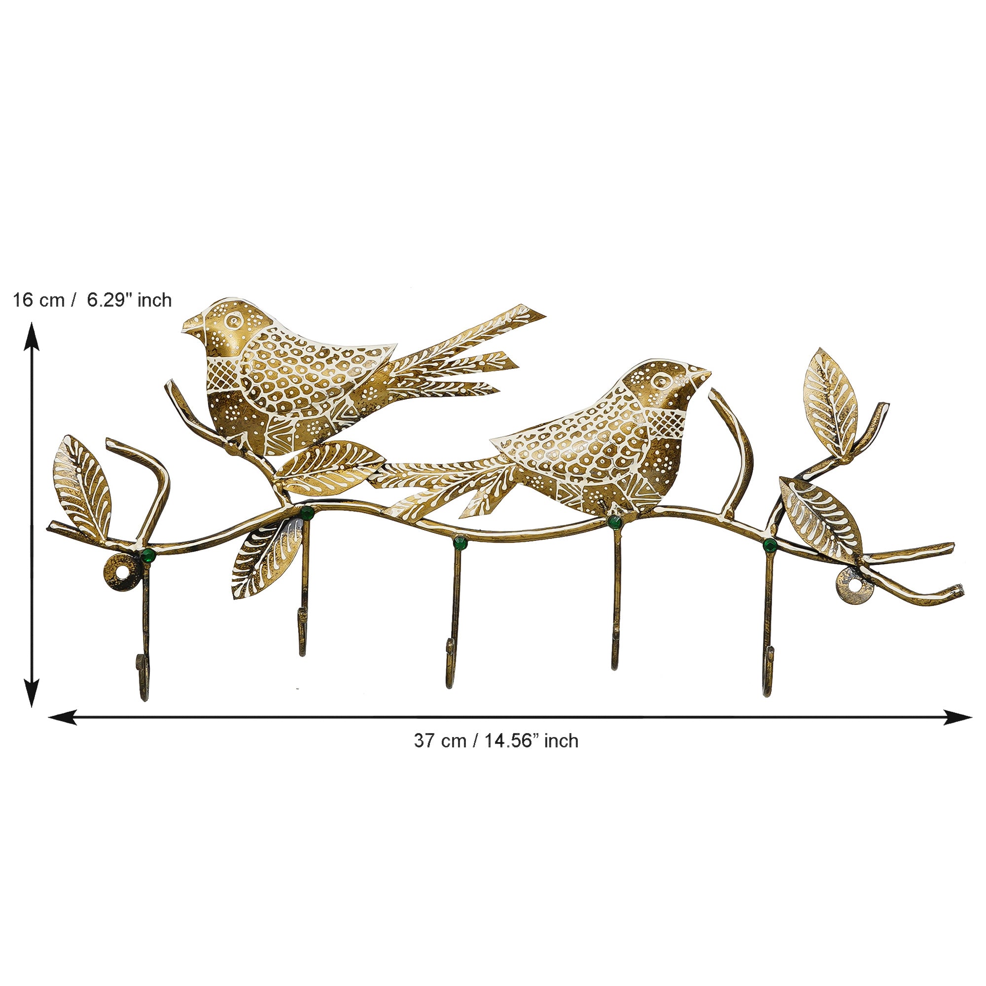 Bronze Birds on a Tree Branch with Leaves with 5 Hooks Iron Key Holder 3