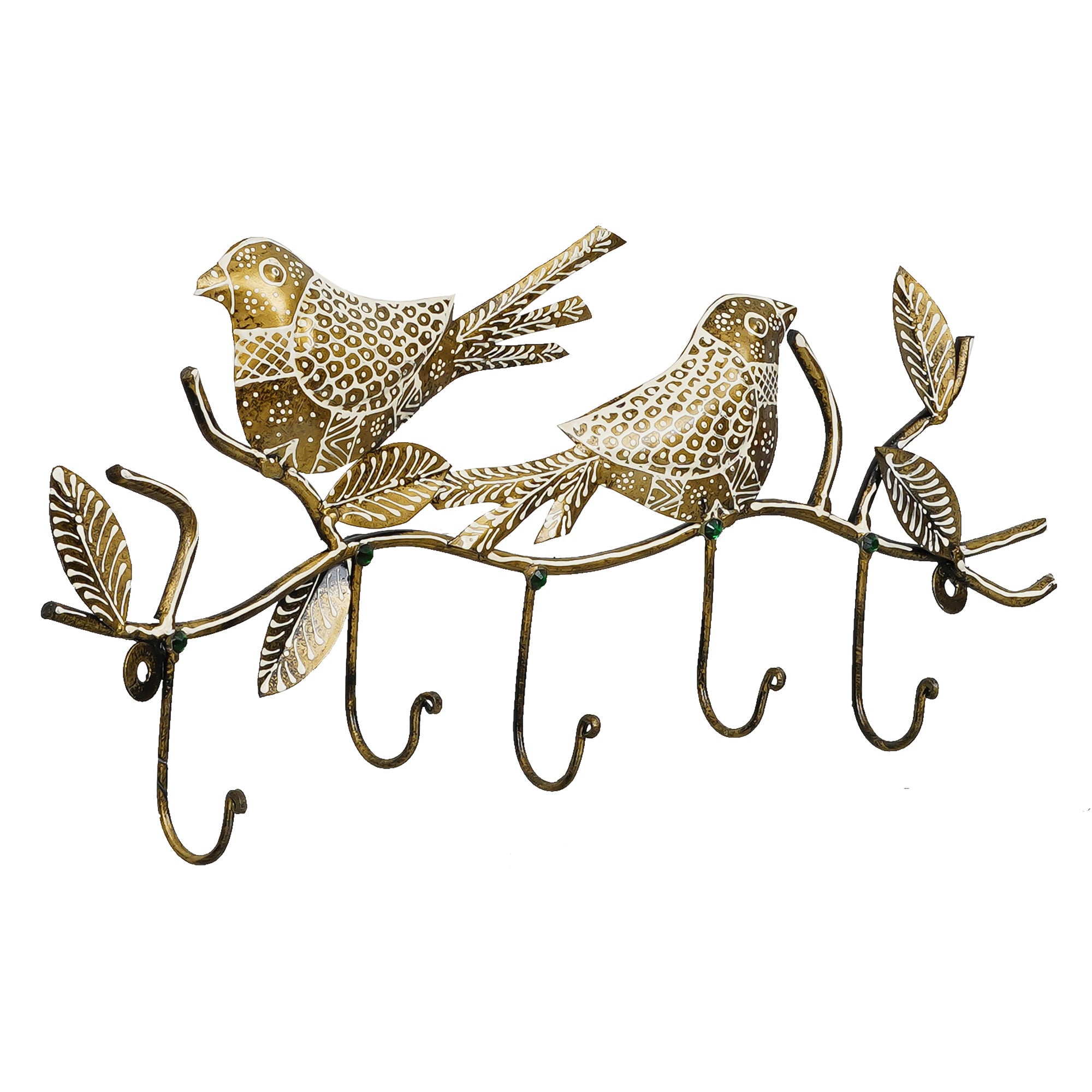 Bronze Birds on a Tree Branch with Leaves with 5 Hooks Iron Key Holder 4