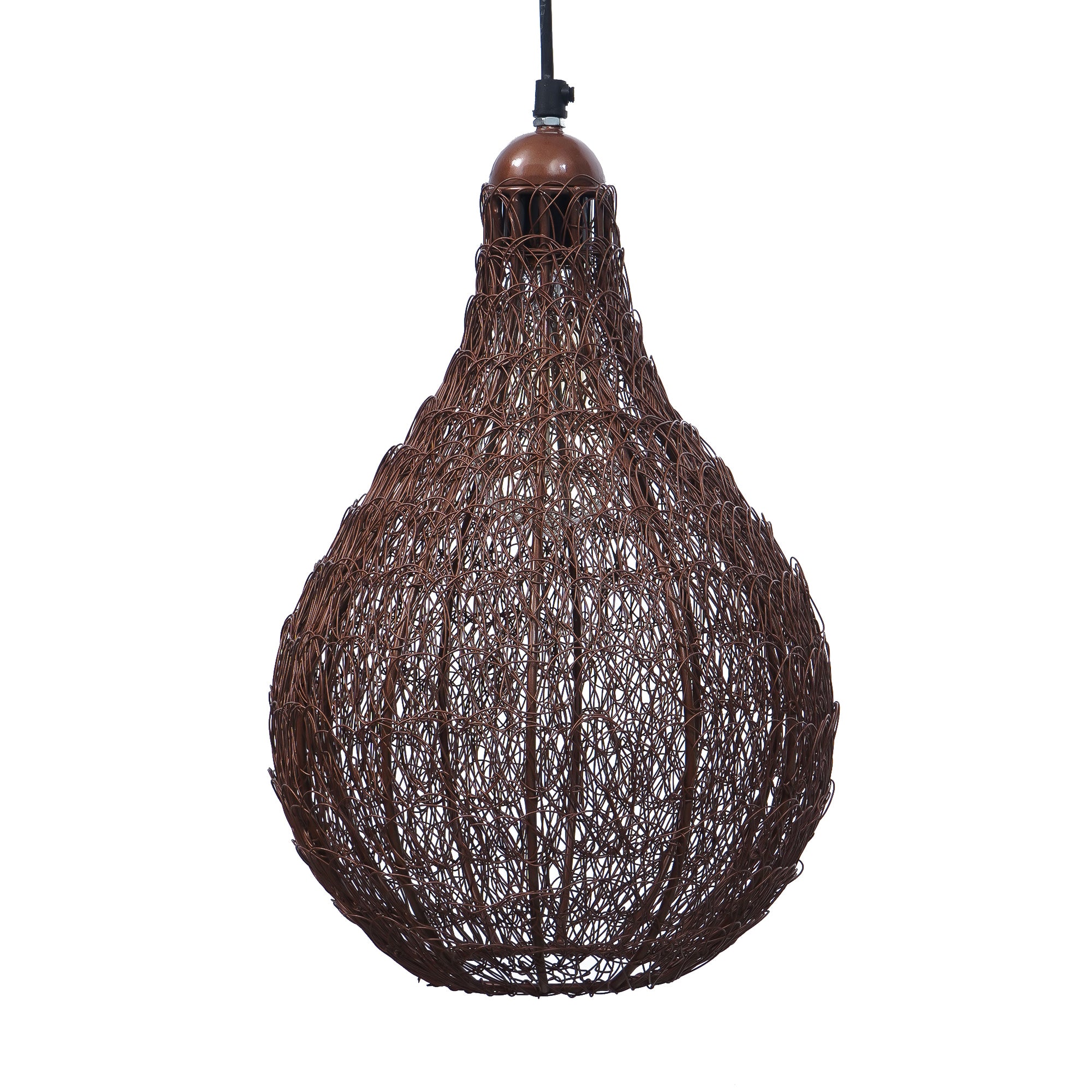 Copper Finish Wire Mesh in Bulb Shape Pendant Light, Ceiling Hanging Lamp for Home/Office Decoration 2