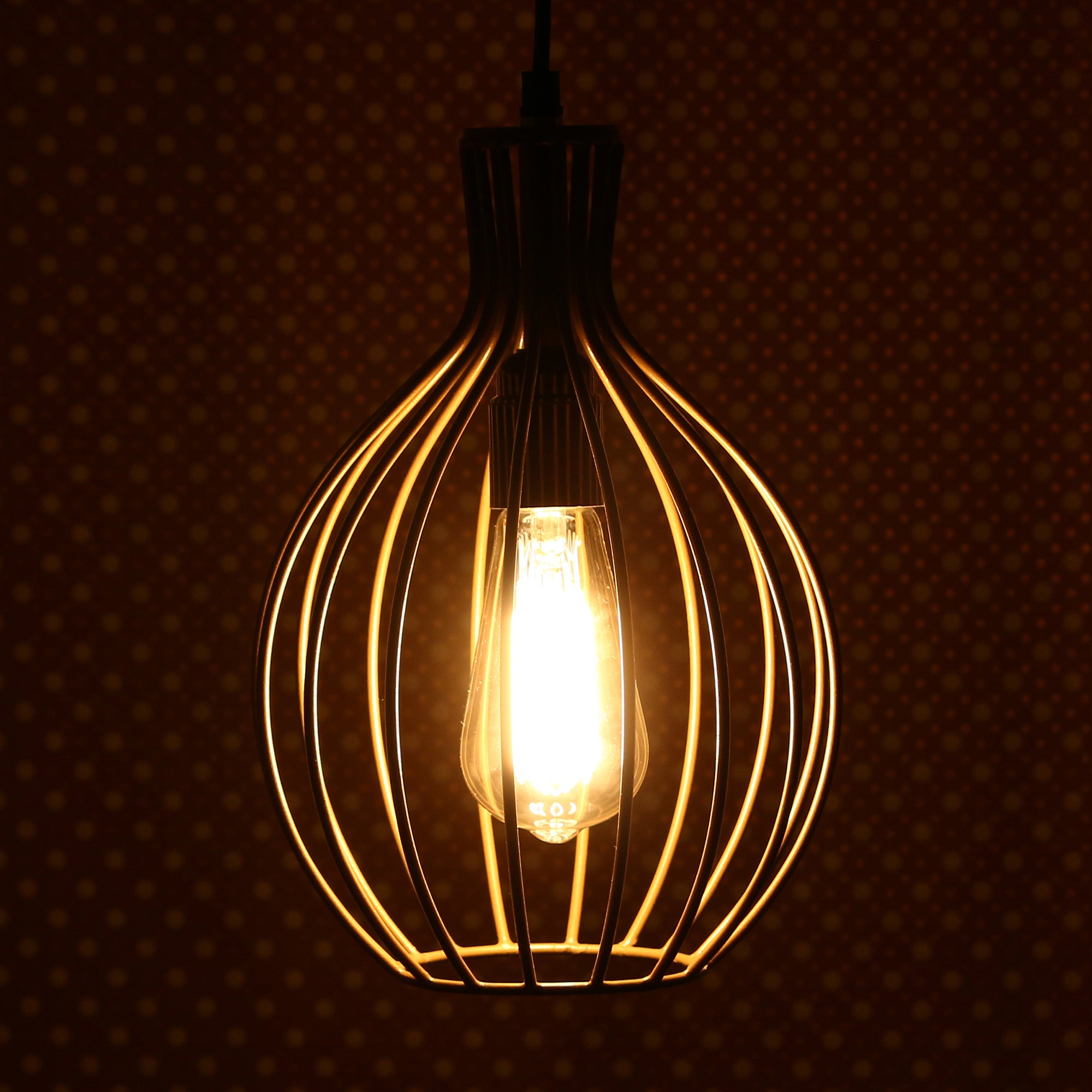 Edison Filament Golden Finish Diamond Cage Pendant Light, Ceiling Hanging Lamp for Home/Living Room/Offices/Restaurants 1