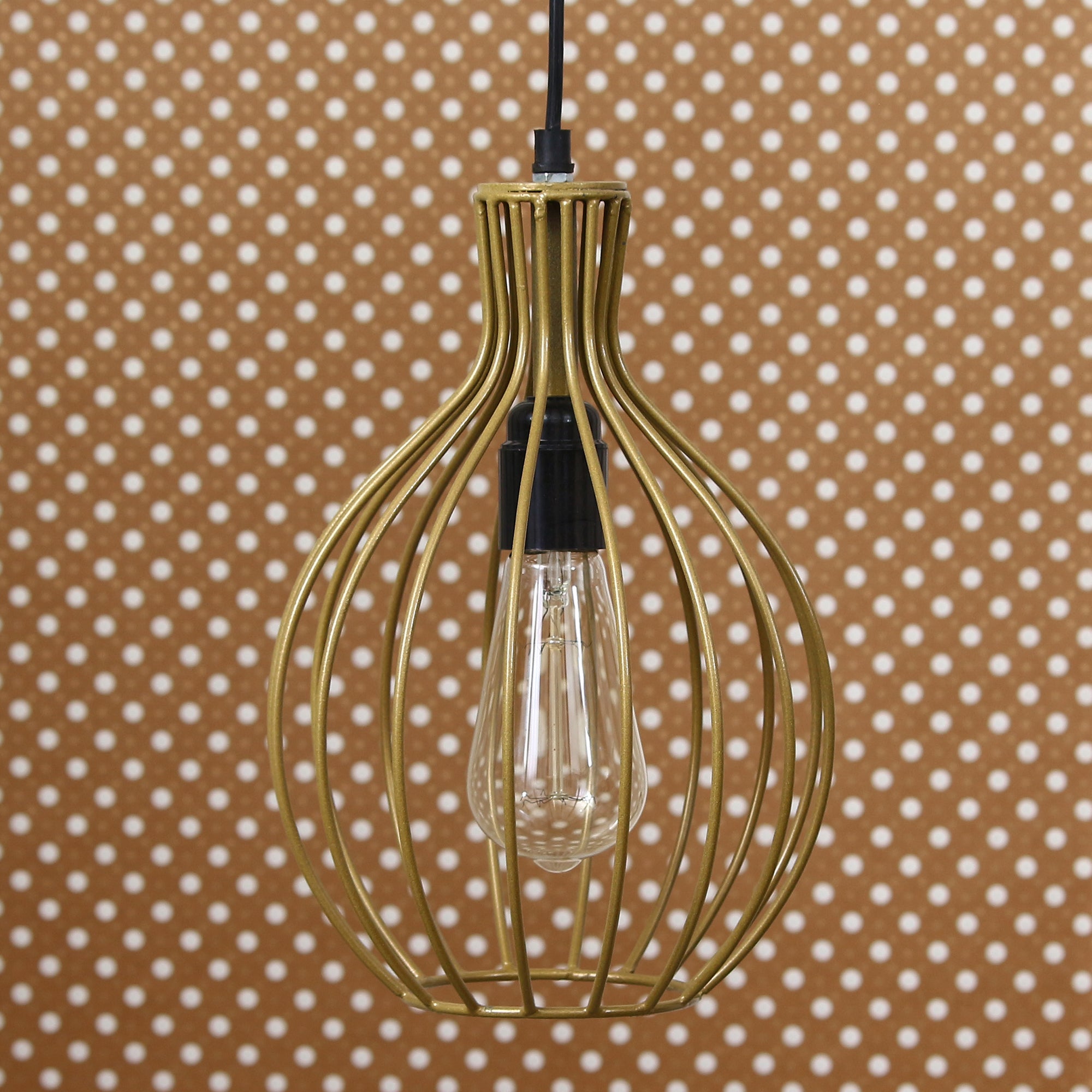 Edison Filament Golden Finish Diamond Cage Pendant Light, Ceiling Hanging Lamp for Home/Living Room/Offices/Restaurants