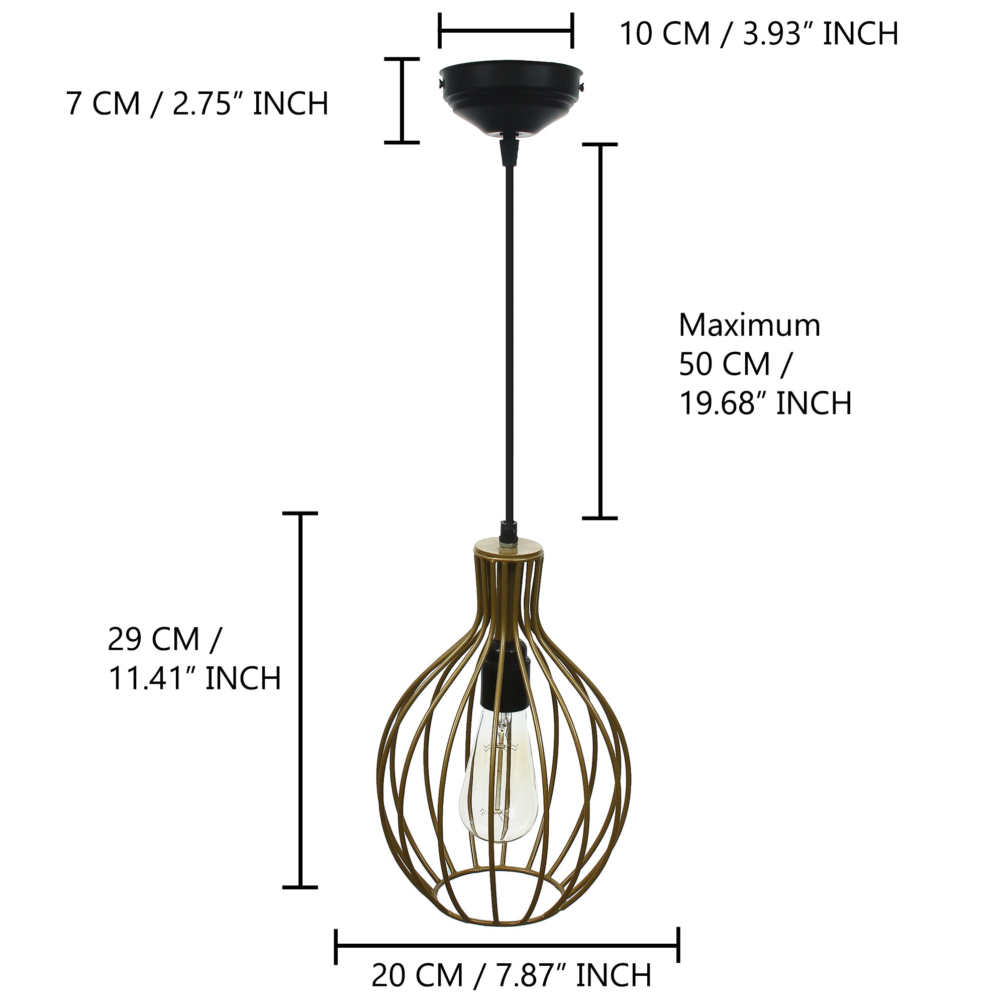 Edison Filament Golden Finish Diamond Cage Pendant Light, Ceiling Hanging Lamp for Home/Living Room/Offices/Restaurants 3