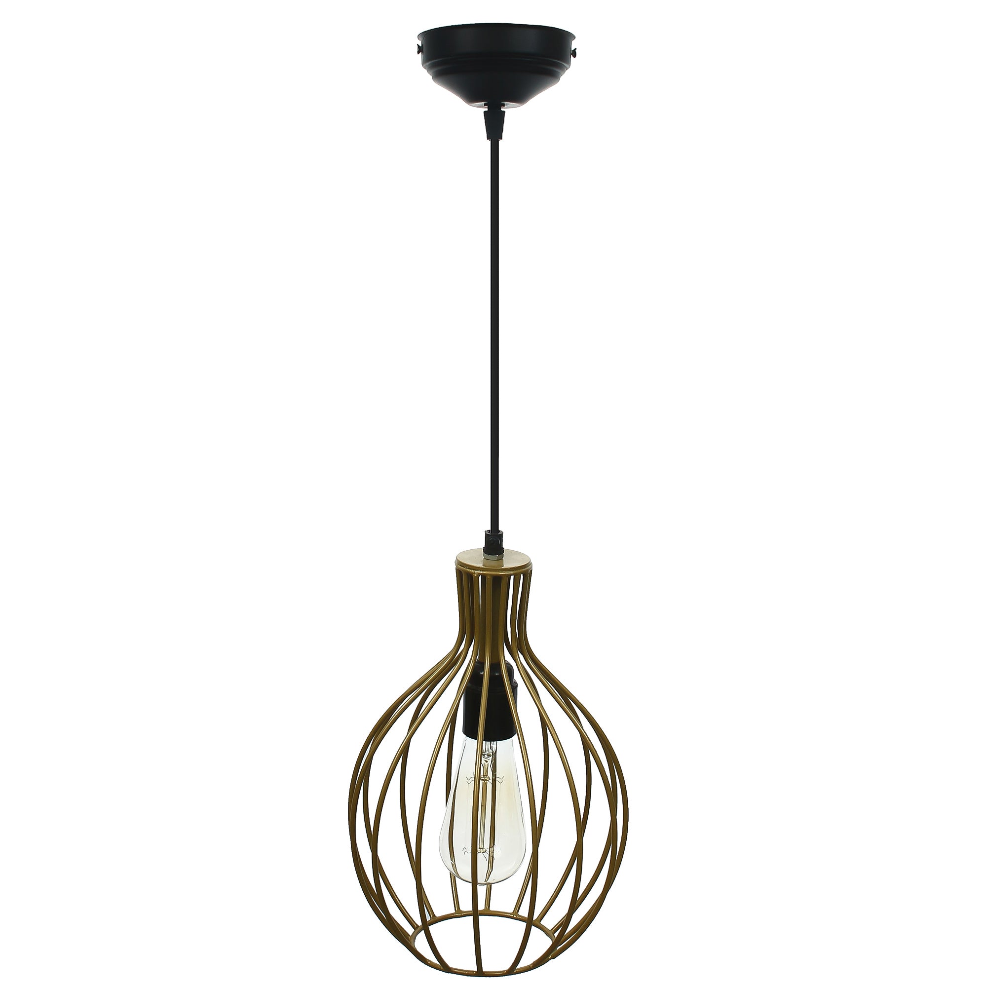 Edison Filament Golden Finish Diamond Cage Pendant Light, Ceiling Hanging Lamp for Home/Living Room/Offices/Restaurants 4