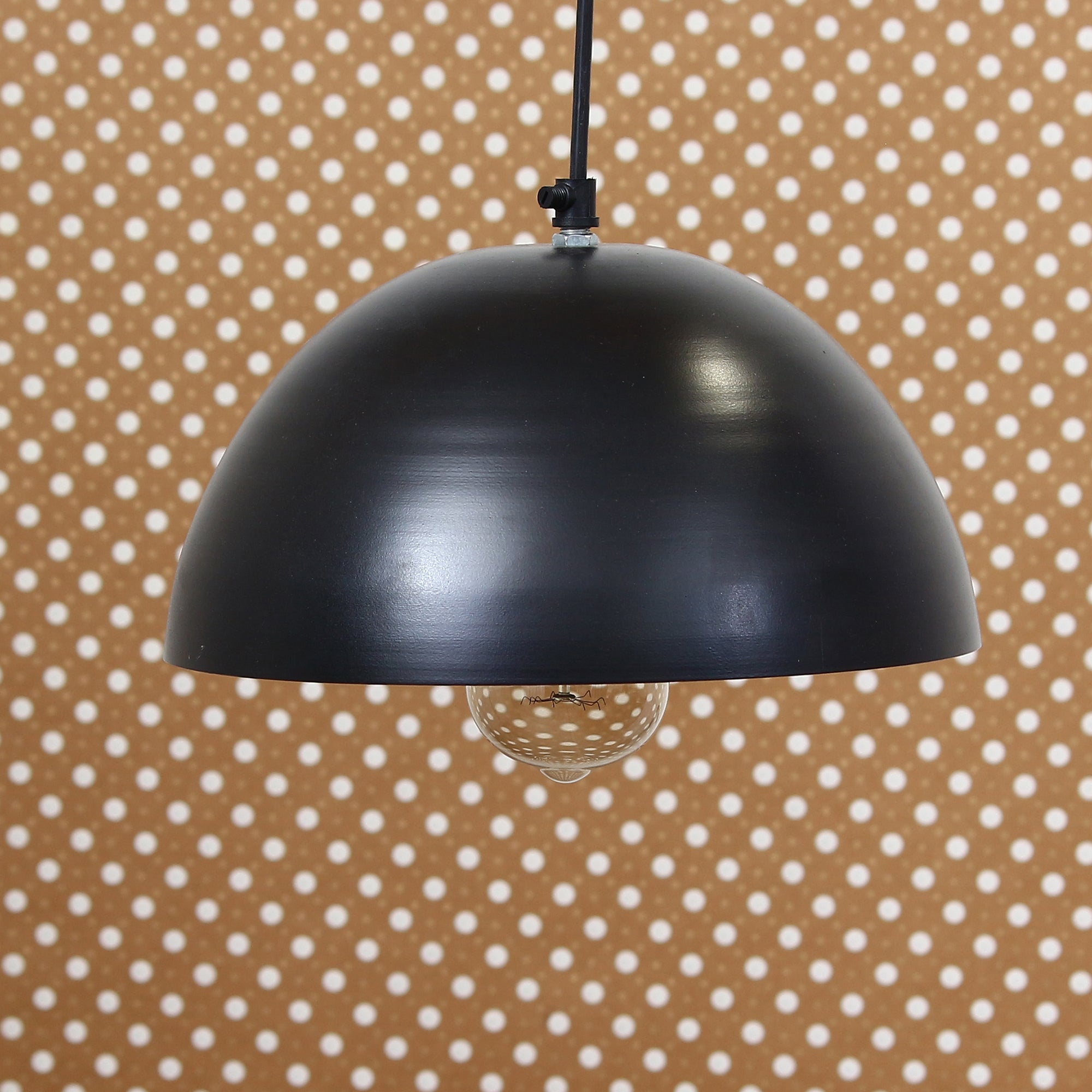 Shining Black Glossy Finish Pendant Light, 10" Diameter Ceiling Hanging Lamp for Home/Living Room/Offices/Restaurants