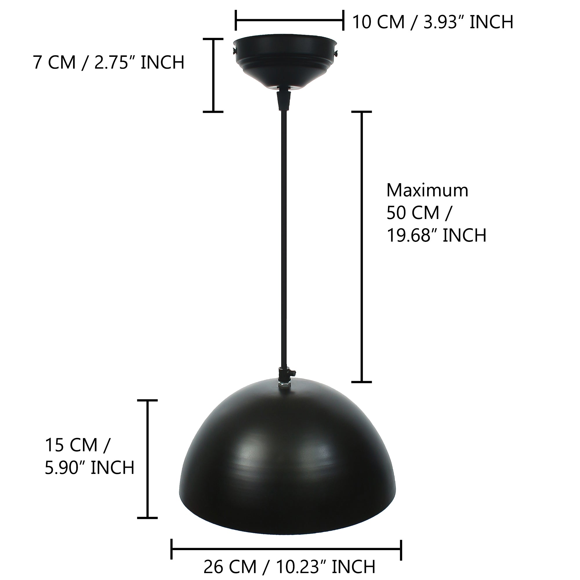 Shining Black Glossy Finish Pendant Light, 10" Diameter Ceiling Hanging Lamp for Home/Living Room/Offices/Restaurants 3