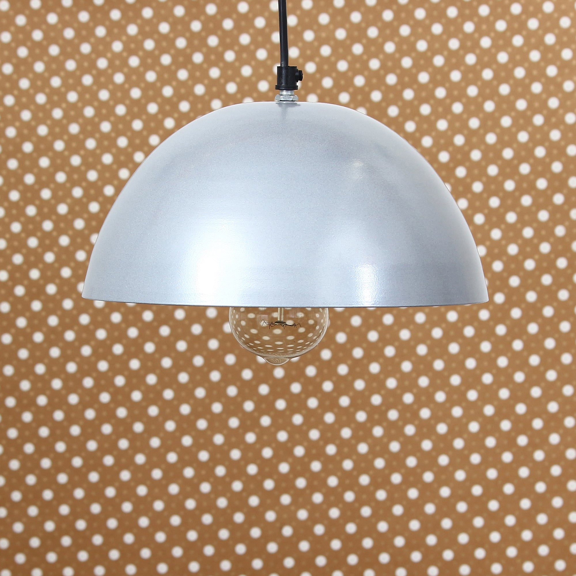 Shining Silver Glossy Finish Pendant Light, 10" Diameter Ceiling Hanging Lamp for Home/Living Room/Offices/Restaurants