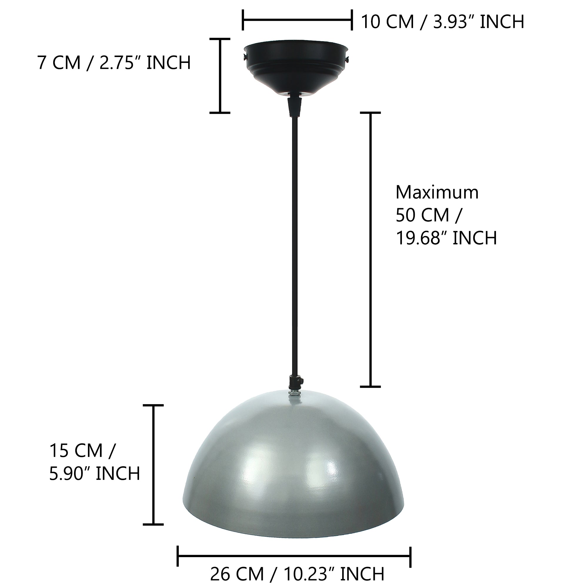 Shining Silver Glossy Finish Pendant Light, 10" Diameter Ceiling Hanging Lamp for Home/Living Room/Offices/Restaurants 3
