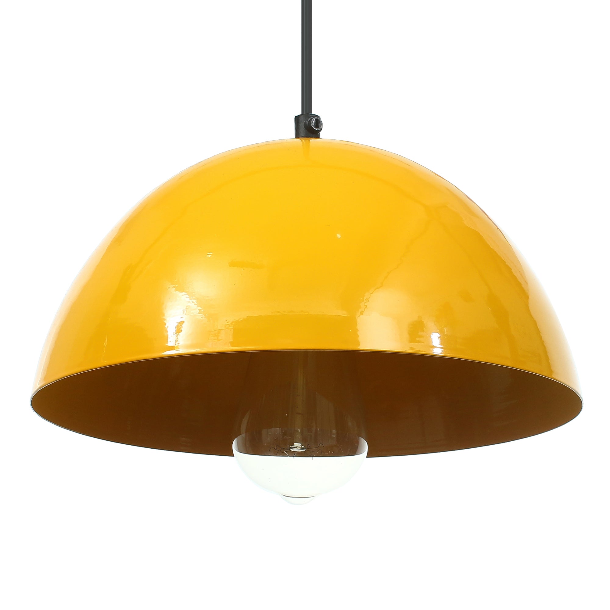 Shining Yellow Glossy Finish Pendant Light, 10" Diameter Ceiling Hanging Lamp for Home/Living Room/Offices/Restaurants 2
