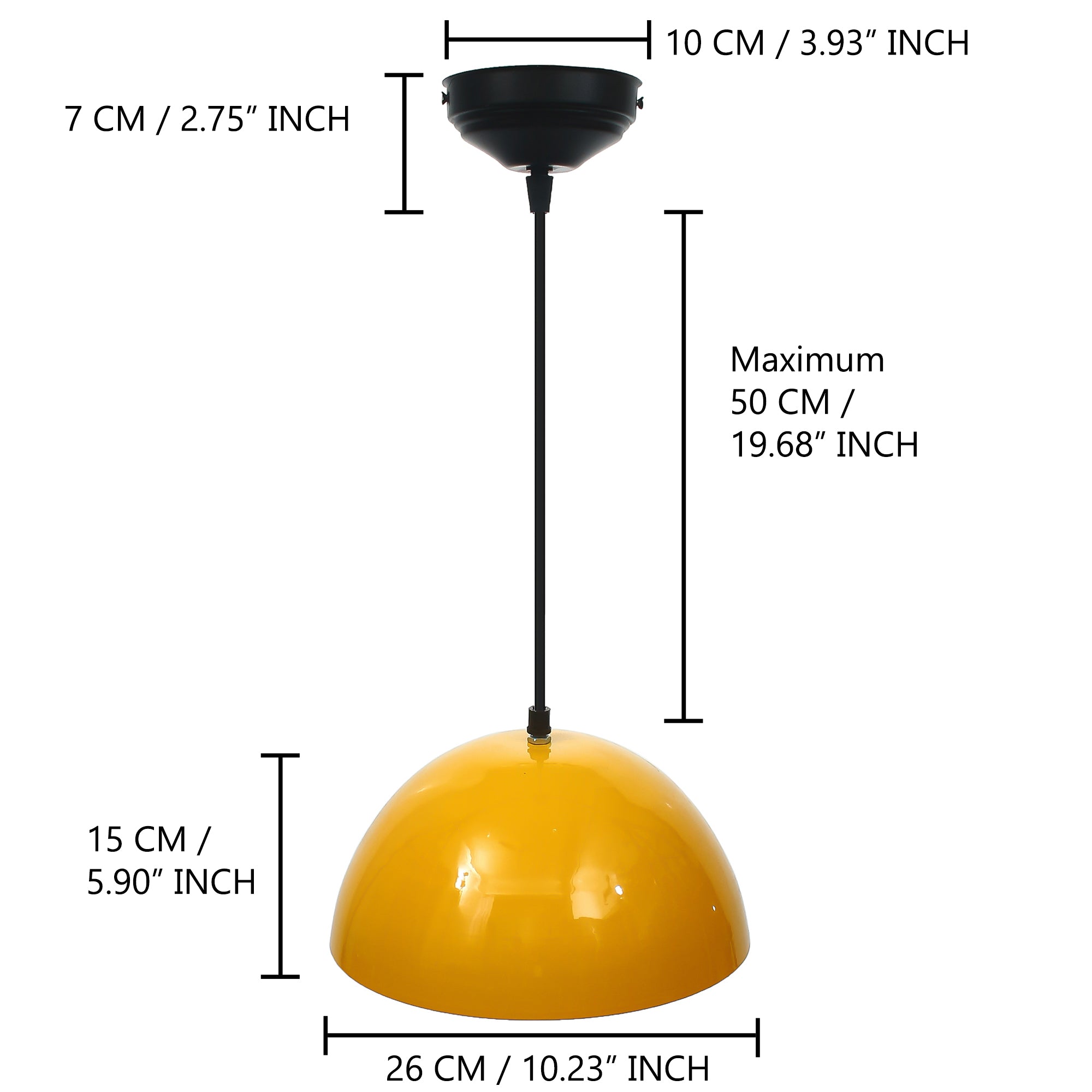 Shining Yellow Glossy Finish Pendant Light, 10" Diameter Ceiling Hanging Lamp for Home/Living Room/Offices/Restaurants 3
