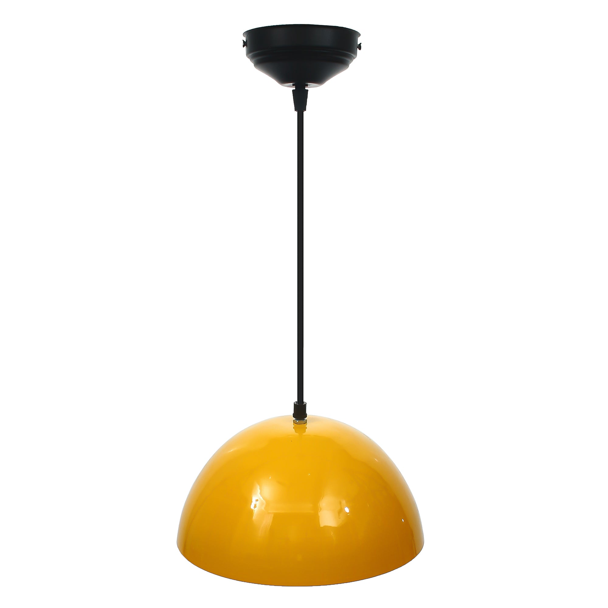 Shining Yellow Glossy Finish Pendant Light, 10" Diameter Ceiling Hanging Lamp for Home/Living Room/Offices/Restaurants 4