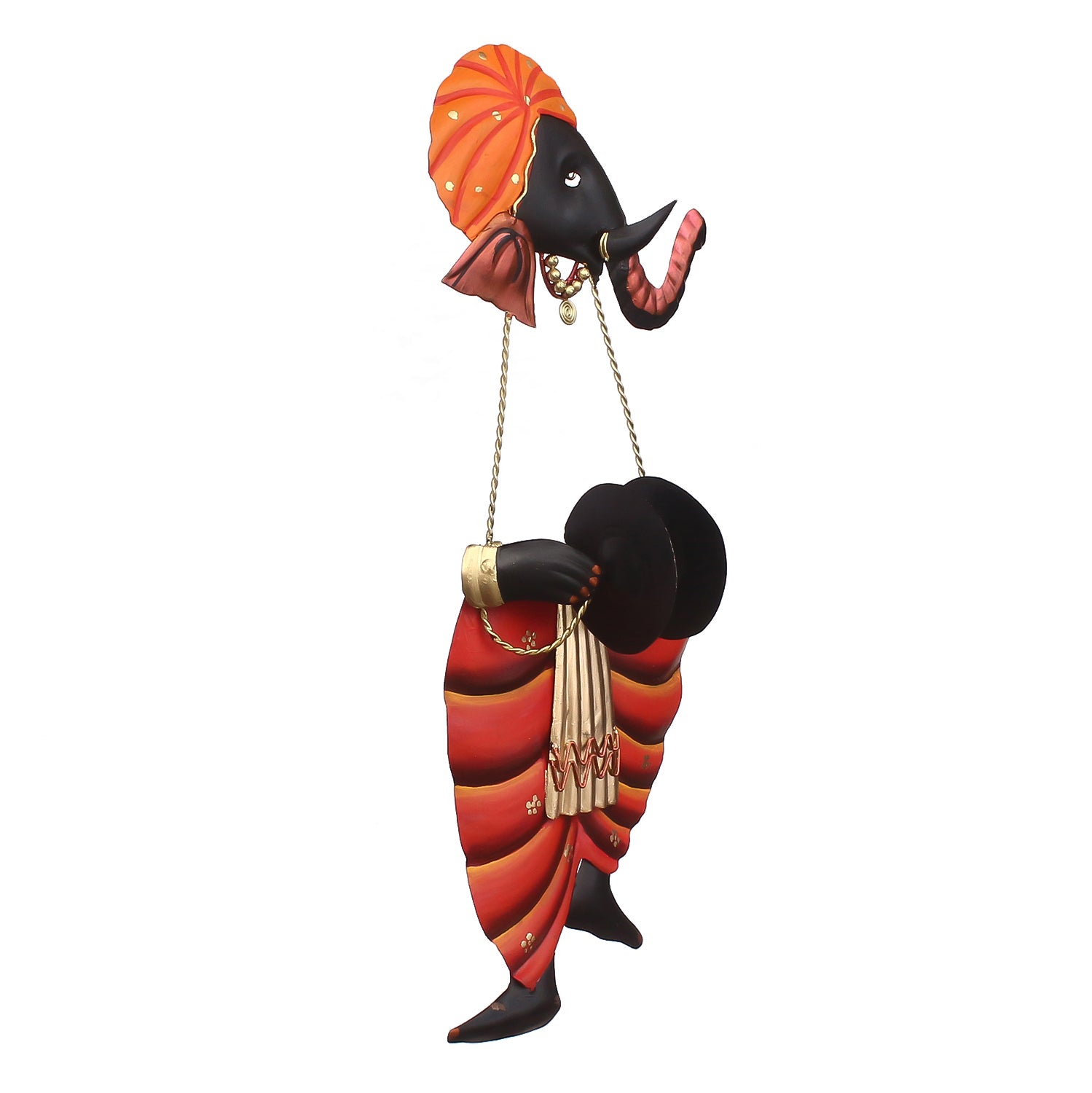Lord Ganesha Playing Manjeera/Taal Wall Hanging 5