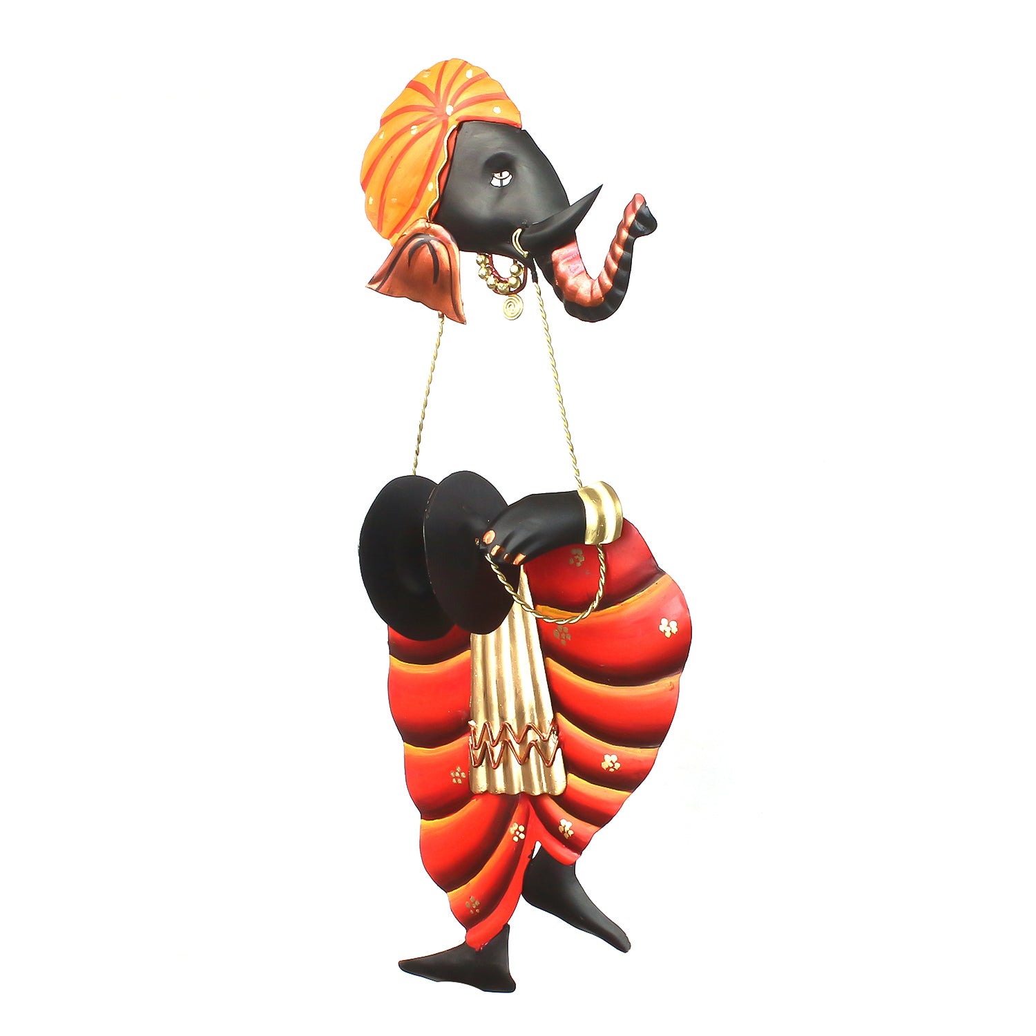 Lord Ganesha Playing Manjeera/Taal Wall Hanging 6