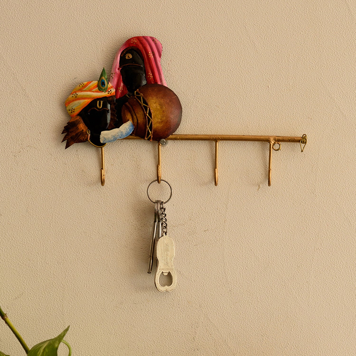 Radha Krishna Wrought Iron Key Holder