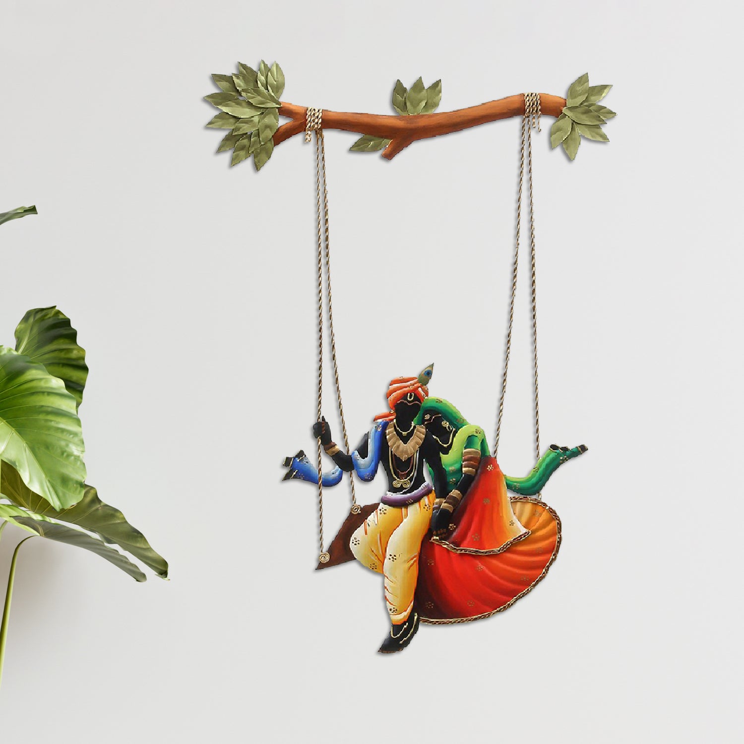 Radha Krishna on Swing Wall Hanging eCraftIndia Online