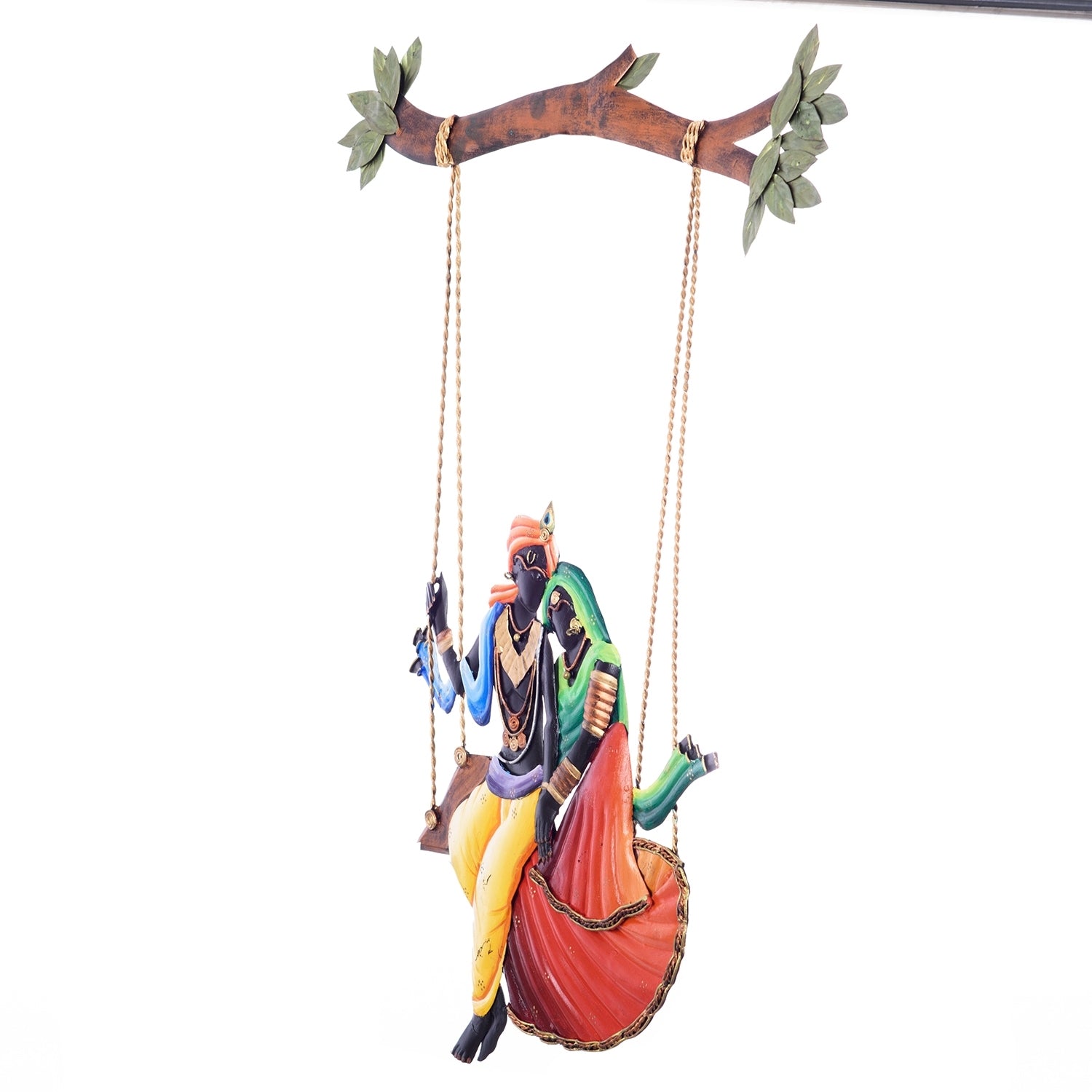 Wrought Iron Radha Krishna on Swing Wall Hanging Decorative Showpiece 4