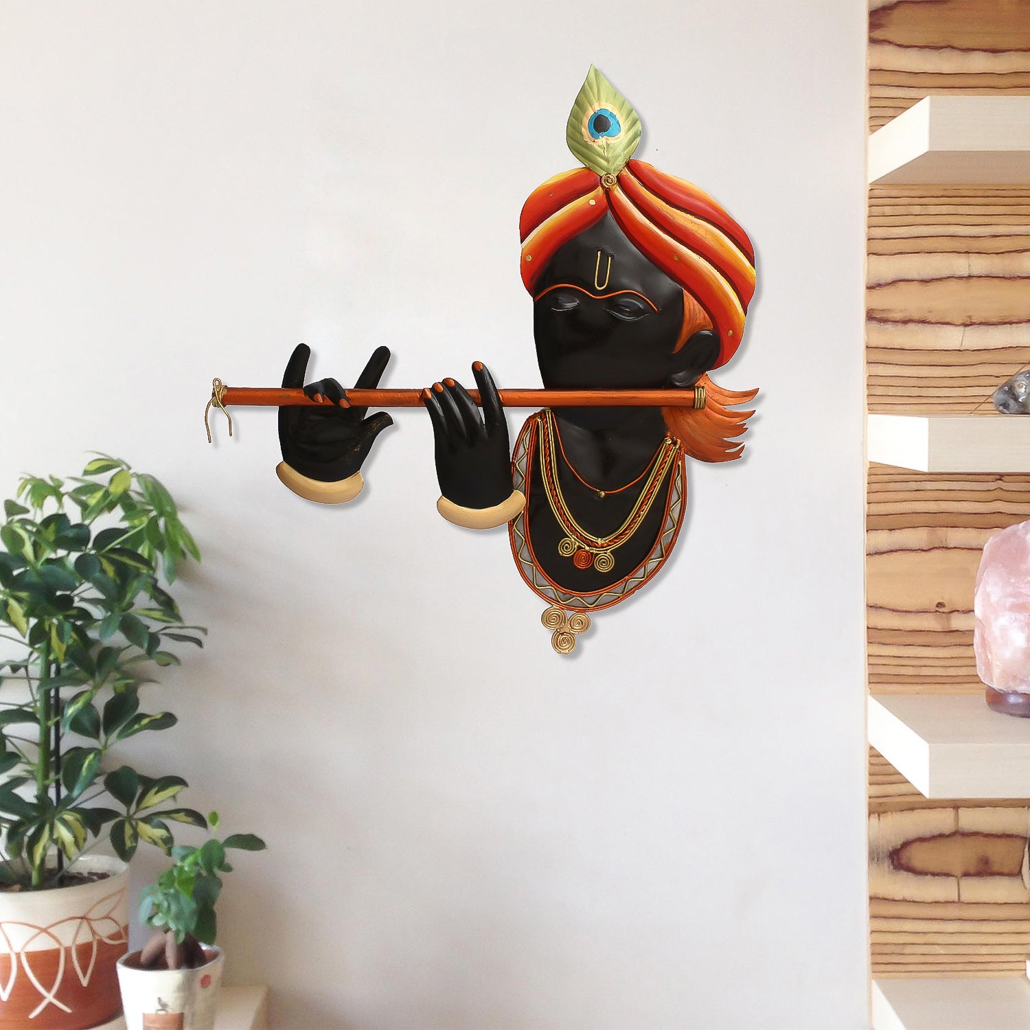 Lord Krishna Playing Flute/Bansuri Iron Wall Hanging/Art