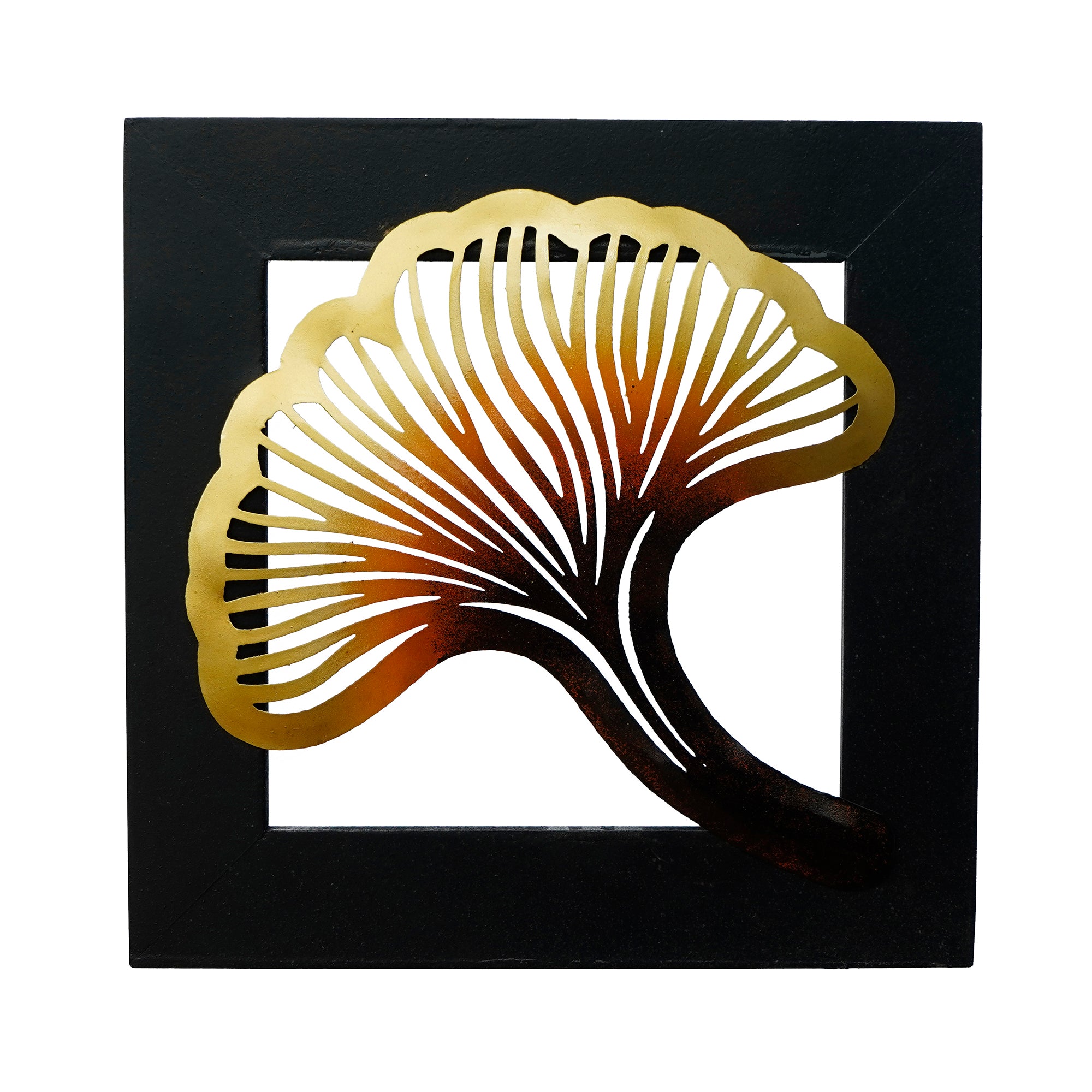 Colorful Iron Leaf with Wooden Frame Handcrafted Wall Hanging 2