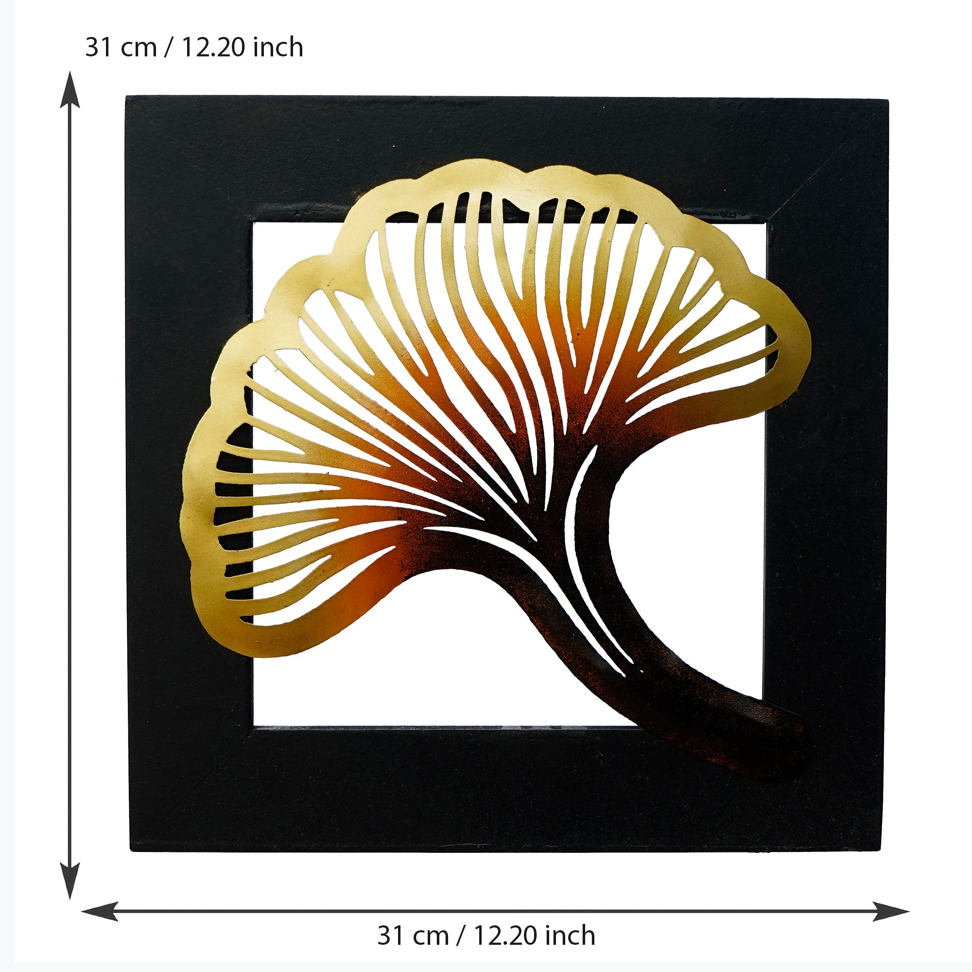 Colorful Iron Leaf with Wooden Frame Handcrafted Wall Hanging 3