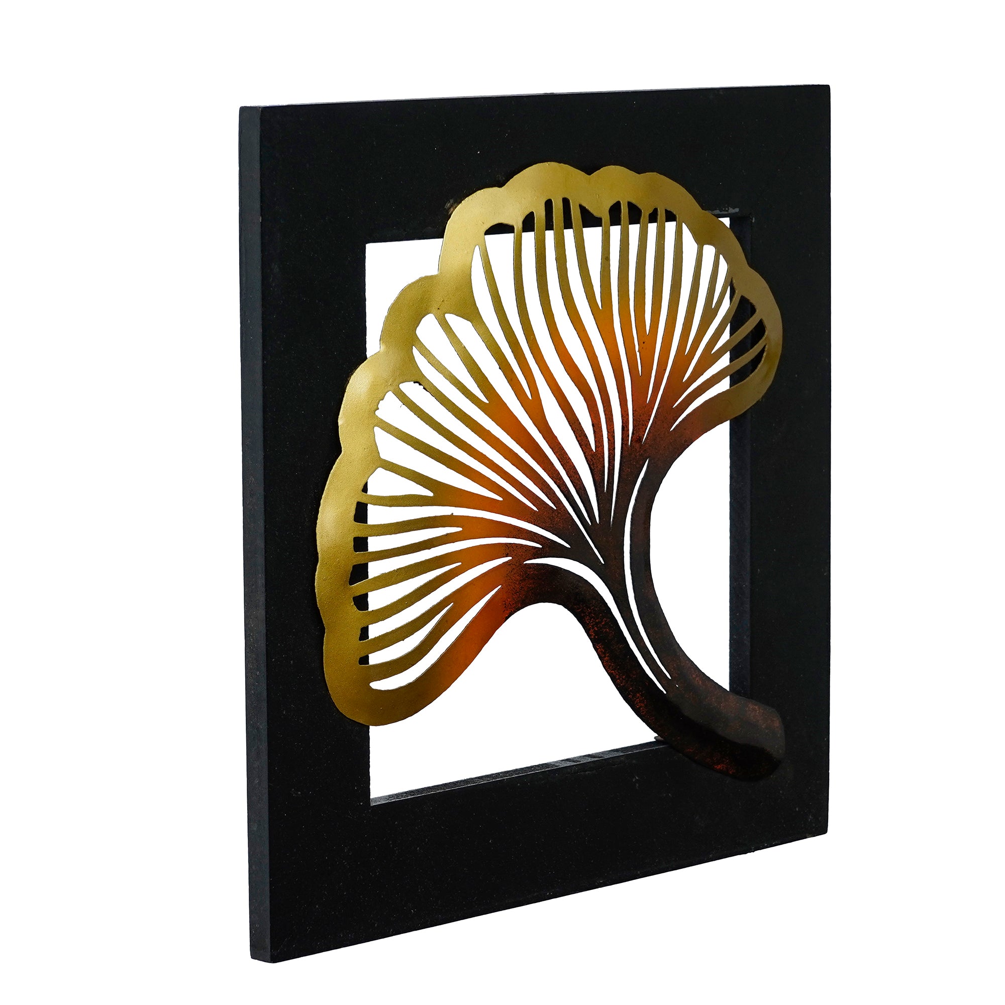 Colorful Iron Leaf with Wooden Frame Handcrafted Wall Hanging 4