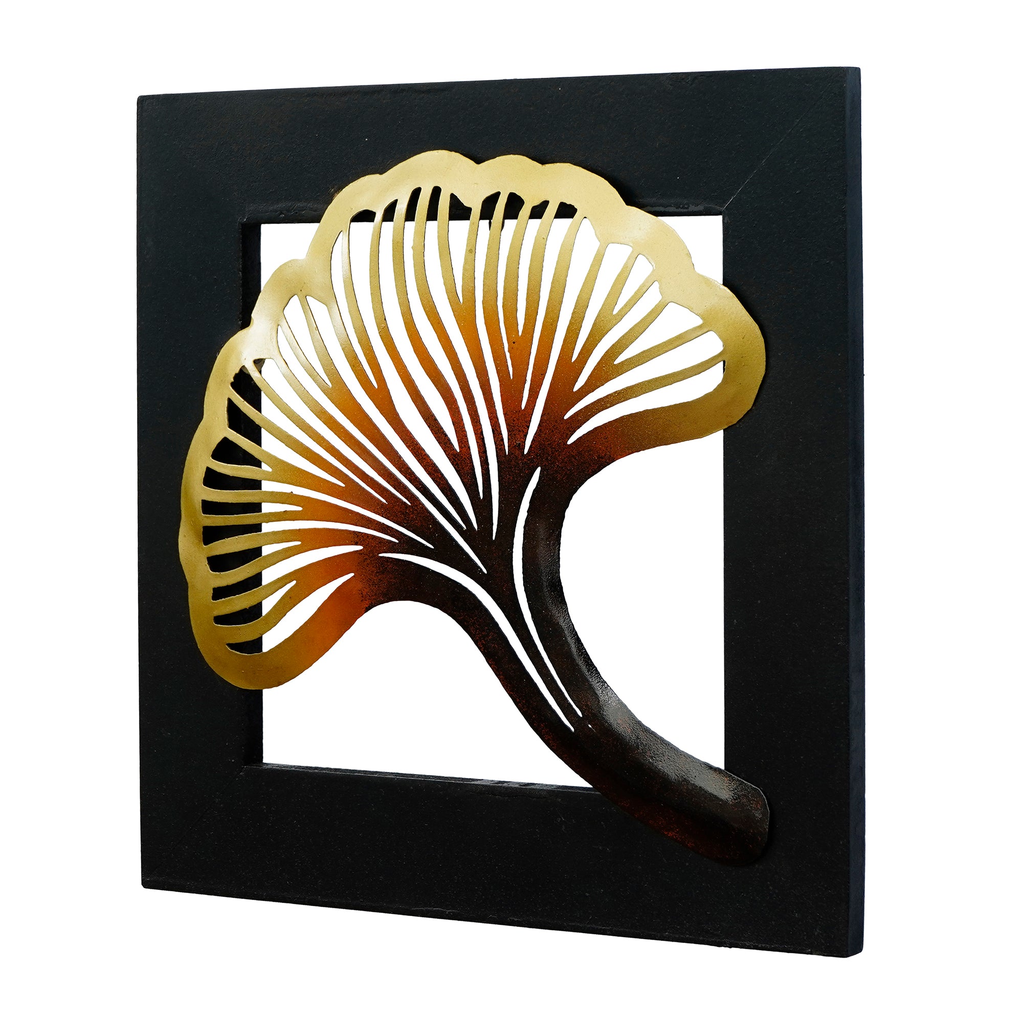 Colorful Iron Leaf with Wooden Frame Handcrafted Wall Hanging 5