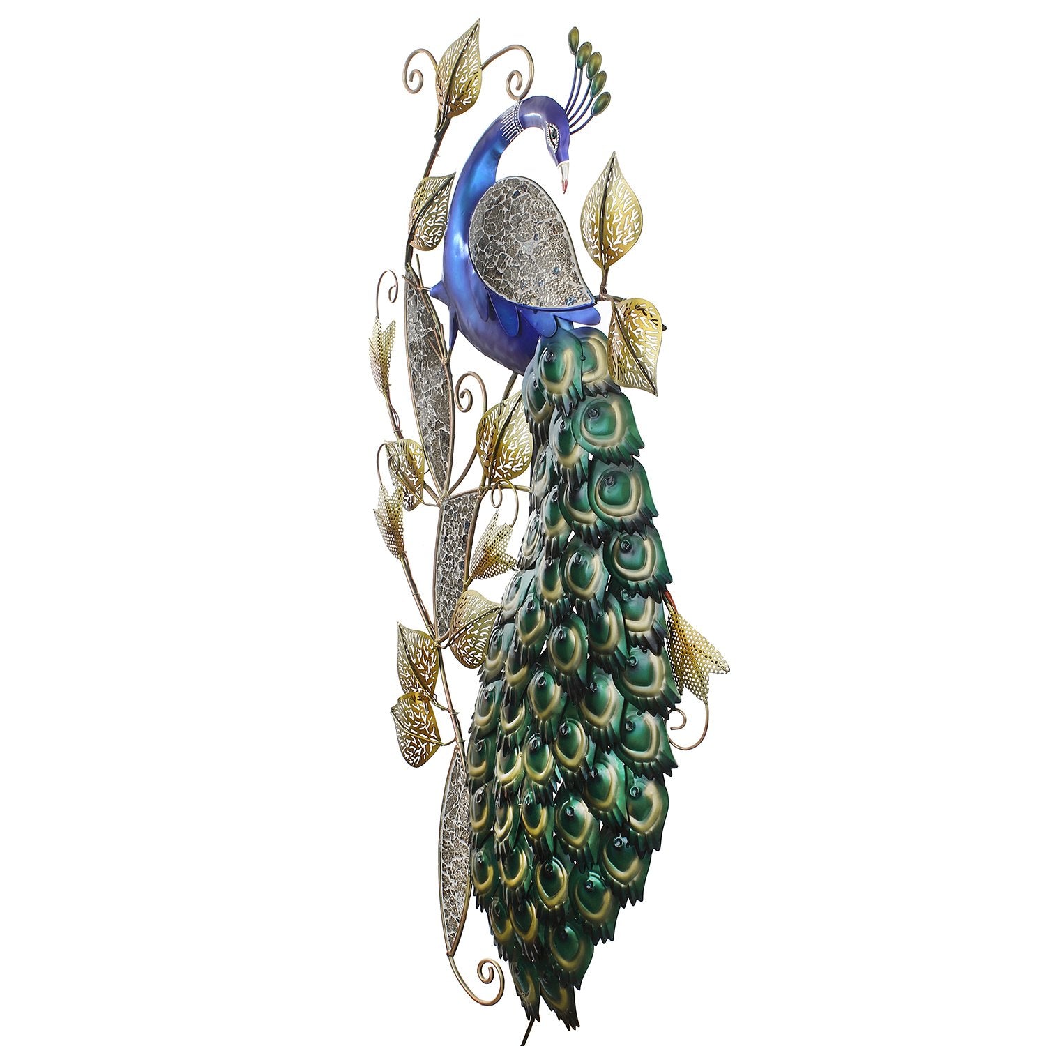 Decorative Colorful Peacock Handcrafted Iron Wall Hanging with background LED's (Blue, Green and Golden) 5