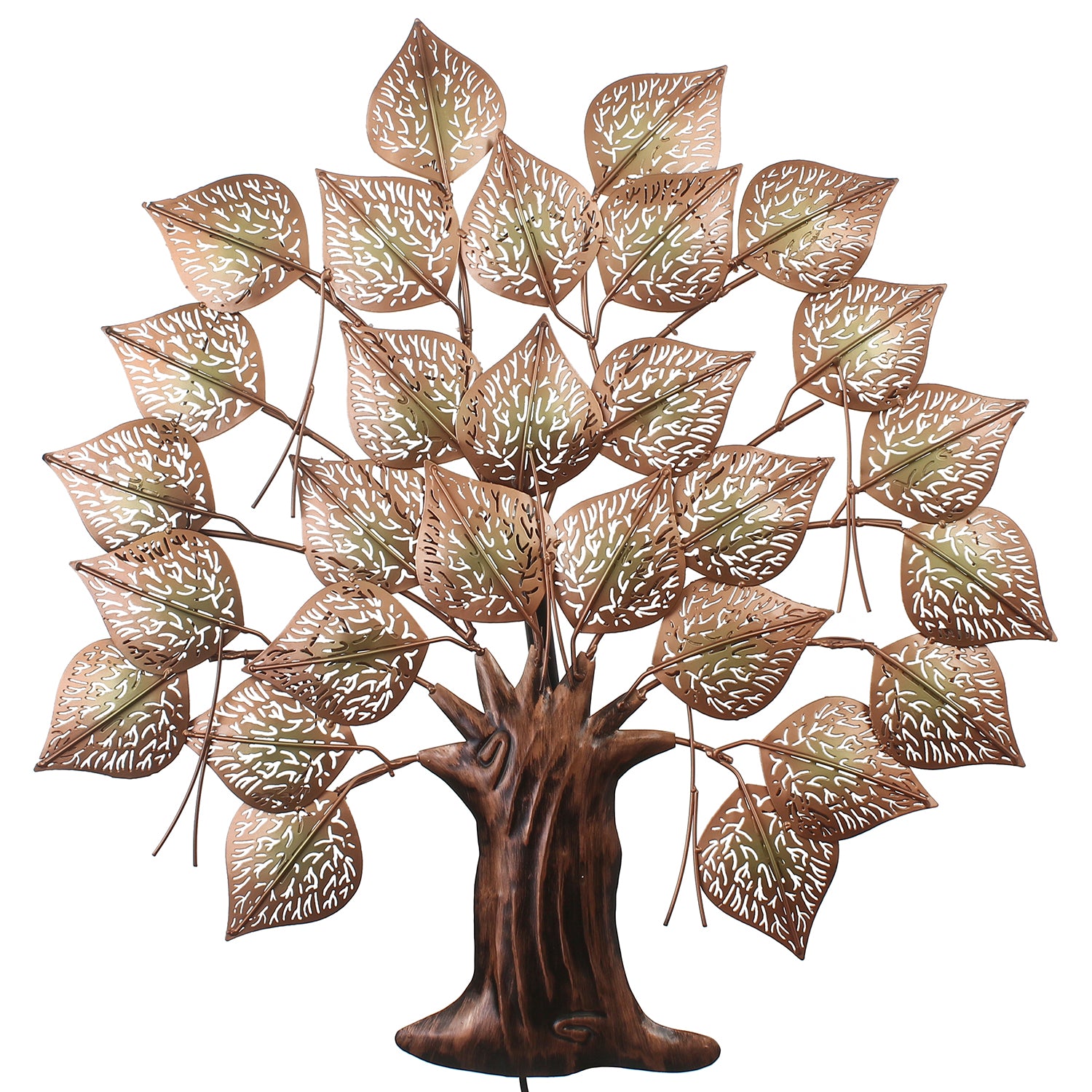 Brown and Golden Leaves Tree Handcrafted Iron Wall Hanging with background LED's 2