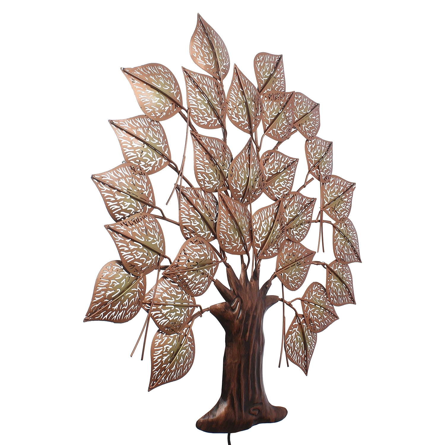 Brown and Golden Leaves Tree Handcrafted Iron Wall Hanging with background LED's 4