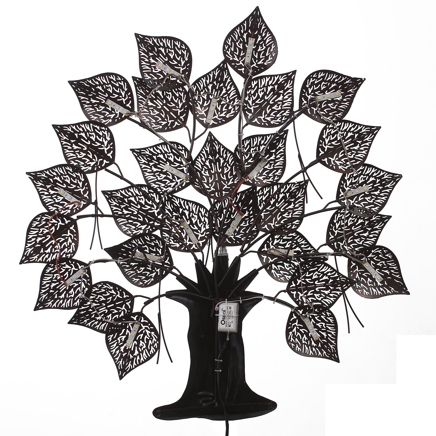 Brown and Golden Leaves Tree Handcrafted Iron Wall Hanging with background LED's 6