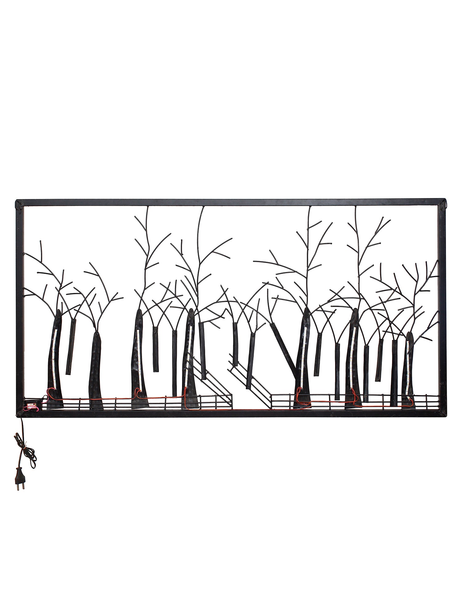 Abstract Trees Forest View Handcrafted Iron Wall Hanging with background LED's 5