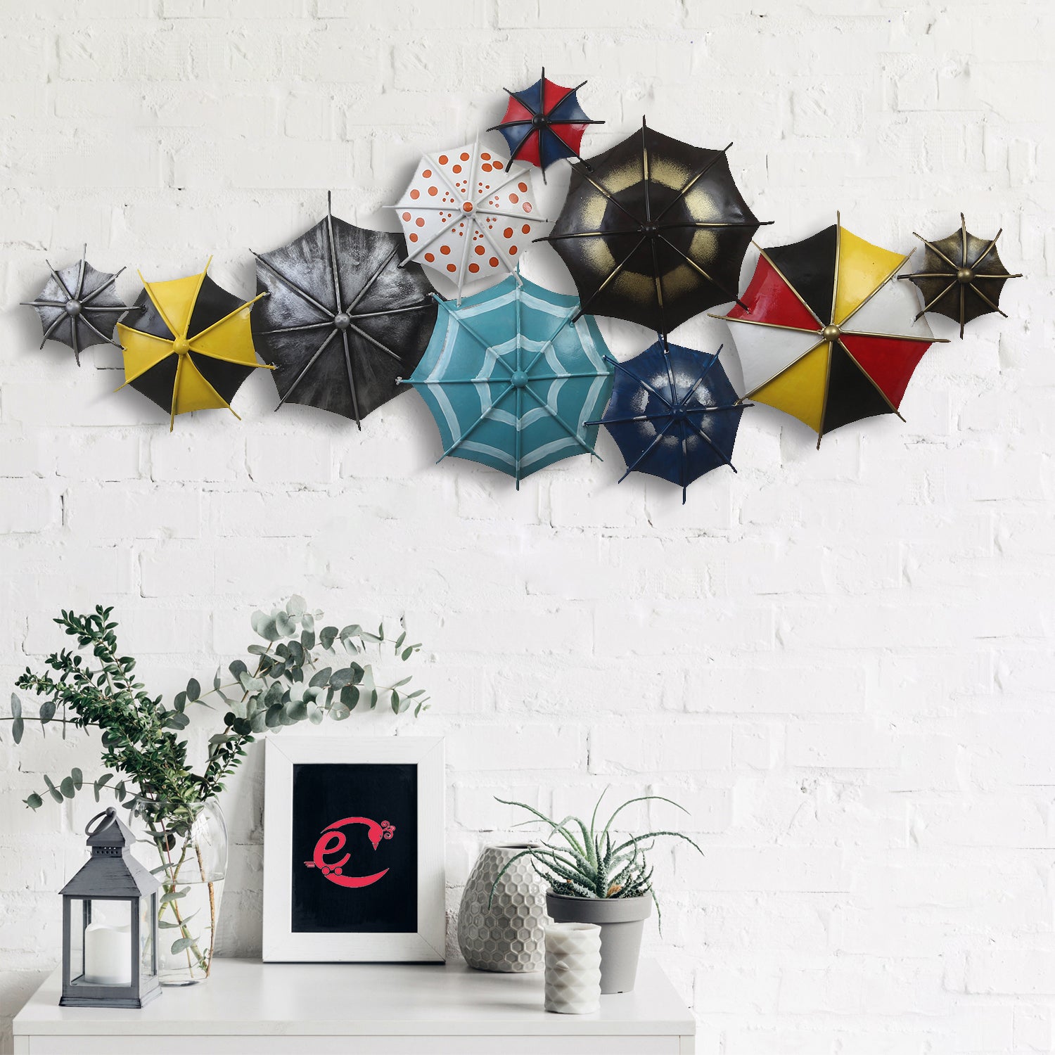 Set of Colorful Handcrafted Umbrella's Iron Wall Hanging/Art