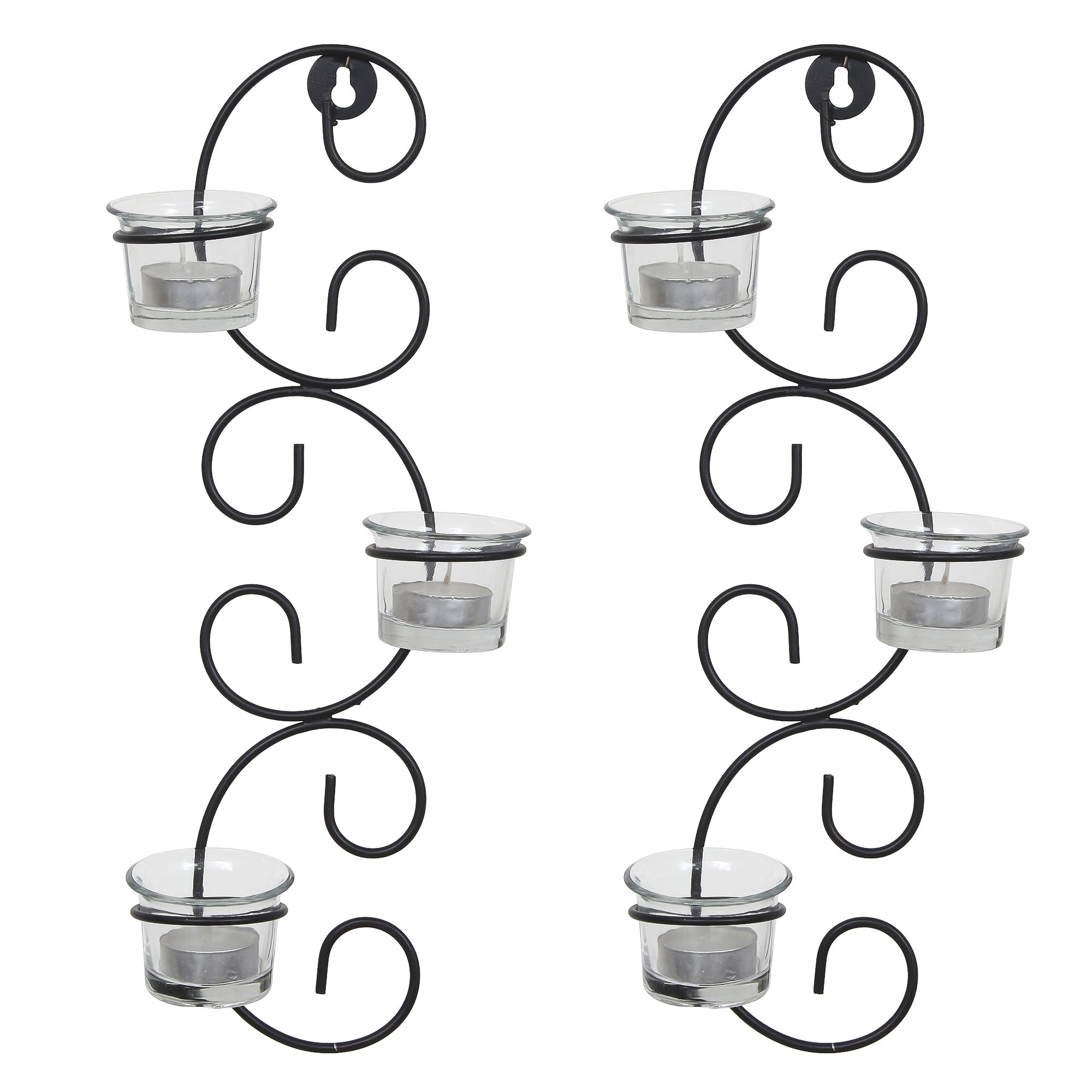 Set of 2 Wall sconces with 6 Glass Cup Tea Light Holder 1