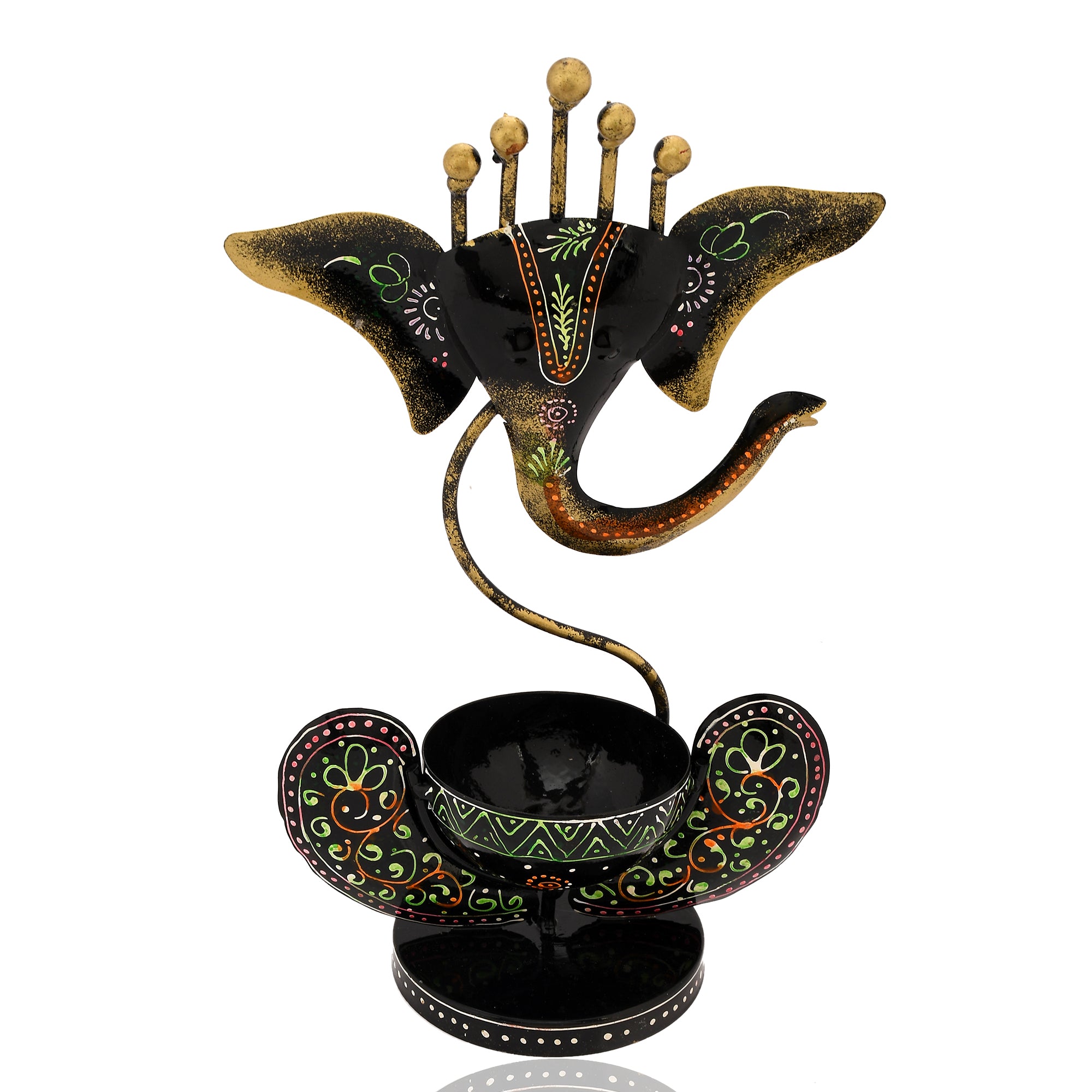 Black Iron Decorative Lord Ganesha Tea Light Holder