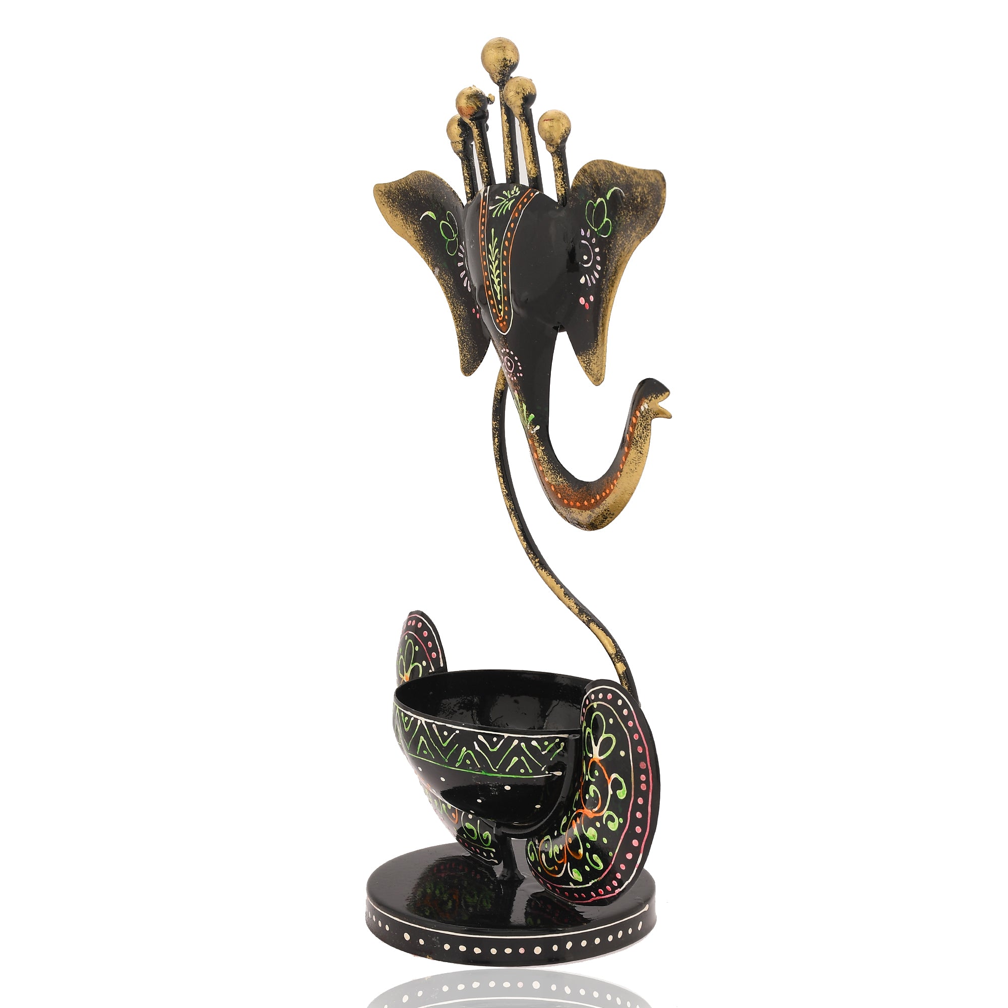 Black Iron Decorative Lord Ganesha Tea Light Holder 2