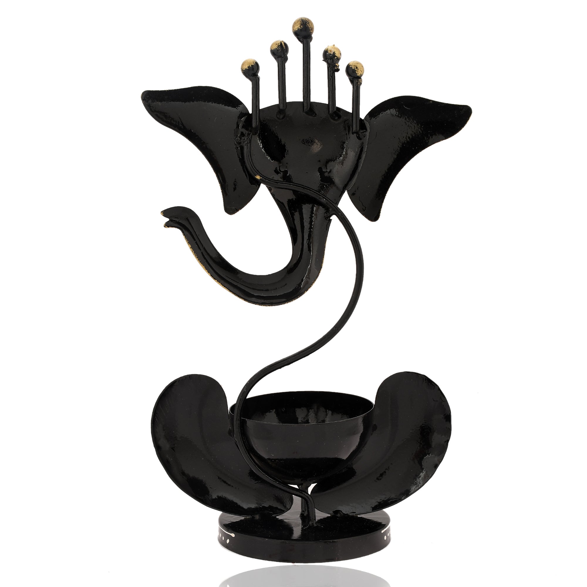 Black Iron Decorative Lord Ganesha Tea Light Holder 3