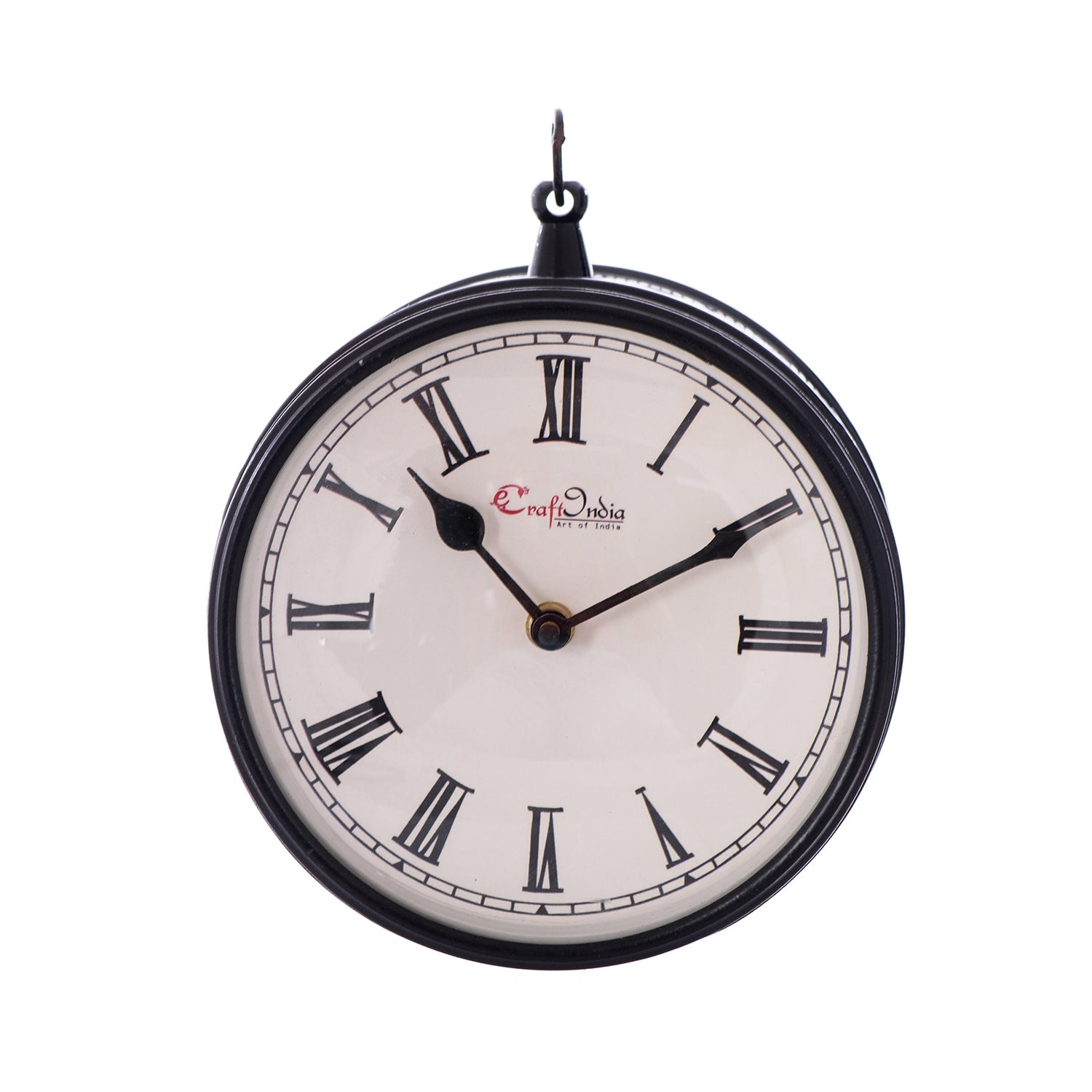 Handcrafted Antique & Vintage Station Wall Clock (Dual View - Dial Size 8 Inch) - Black Color 2