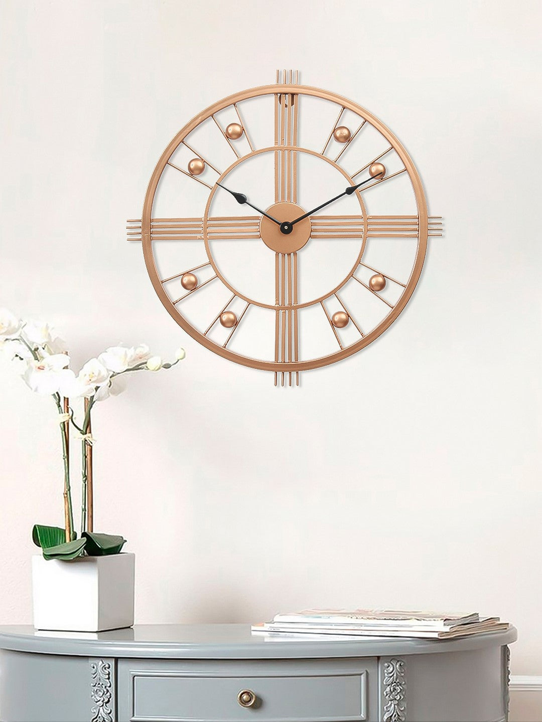 Copper Color Iron Round Hand-Crafted Designer Wall Clock Without Glass ( 51 Cm x 51 Cm ) 2