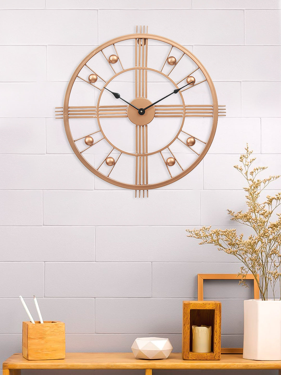 Copper Color Iron Round Hand-Crafted Designer Wall Clock Without Glass ( 51 Cm x 51 Cm ) 1
