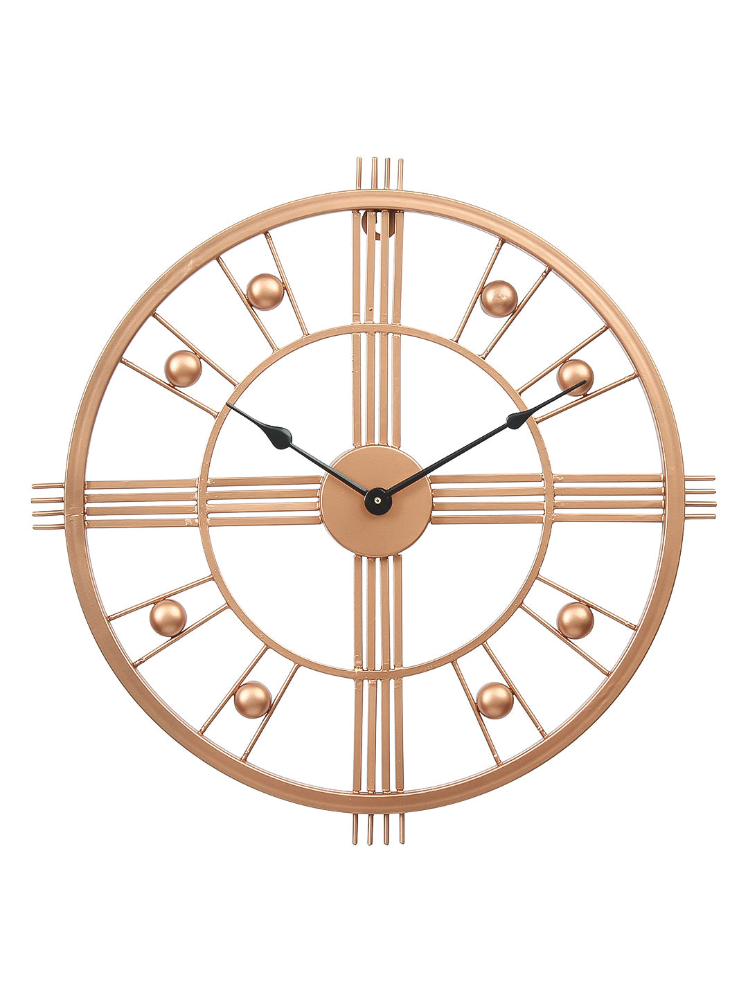 Copper Color Iron Round Hand-Crafted Designer Wall Clock Without Glass ( 51 Cm x 51 Cm )