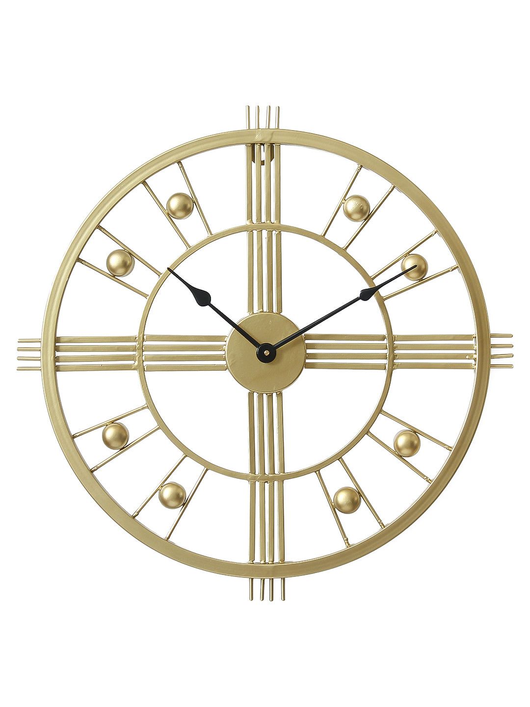Golden Iron Round Hand-Crafted Designer Wall Clock Without Glass ( 51 Cm x 51 Cm )