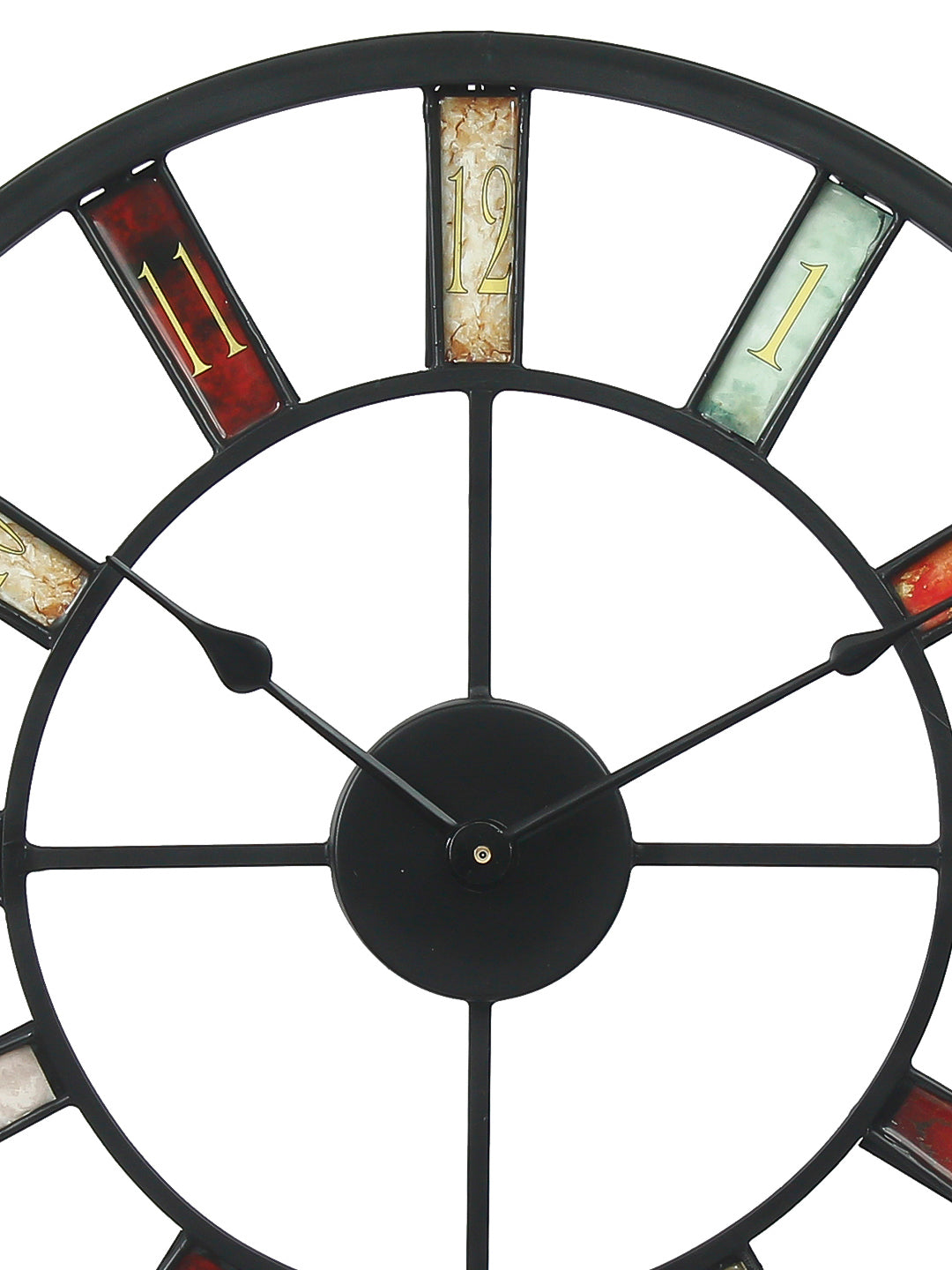 Multicolor Iron Round Handcrafted Analog Wall Clock Without Glass 4