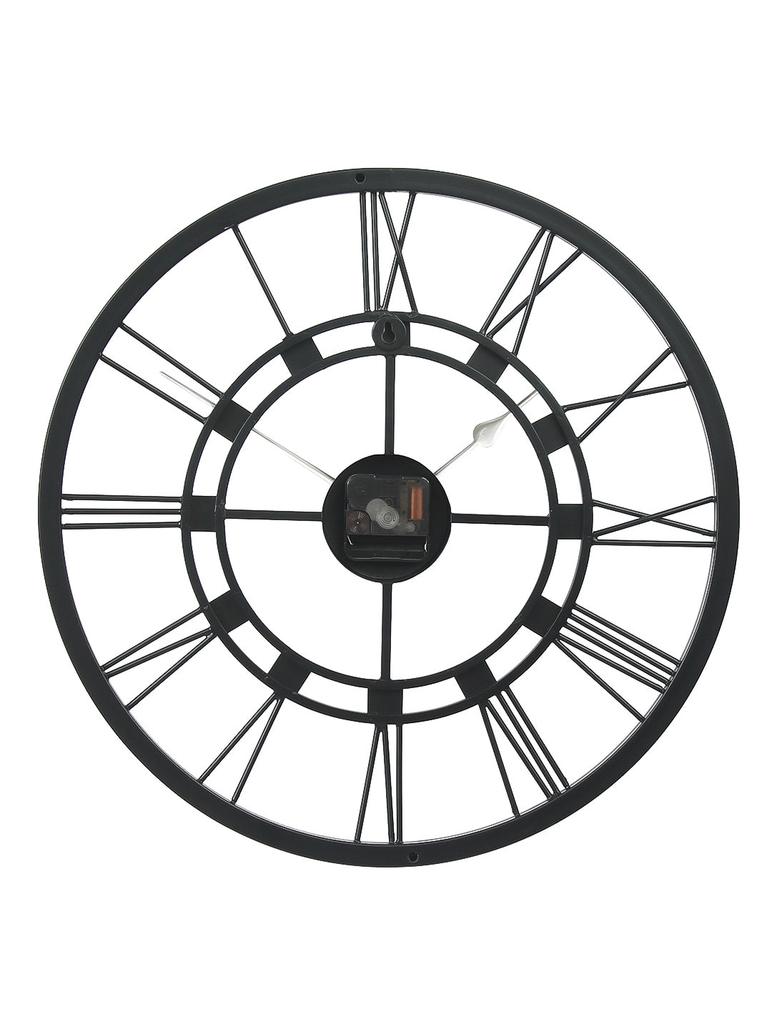 Black Iron Round Handcrafted Analog Roman Number Wall Clock Without Glass 6