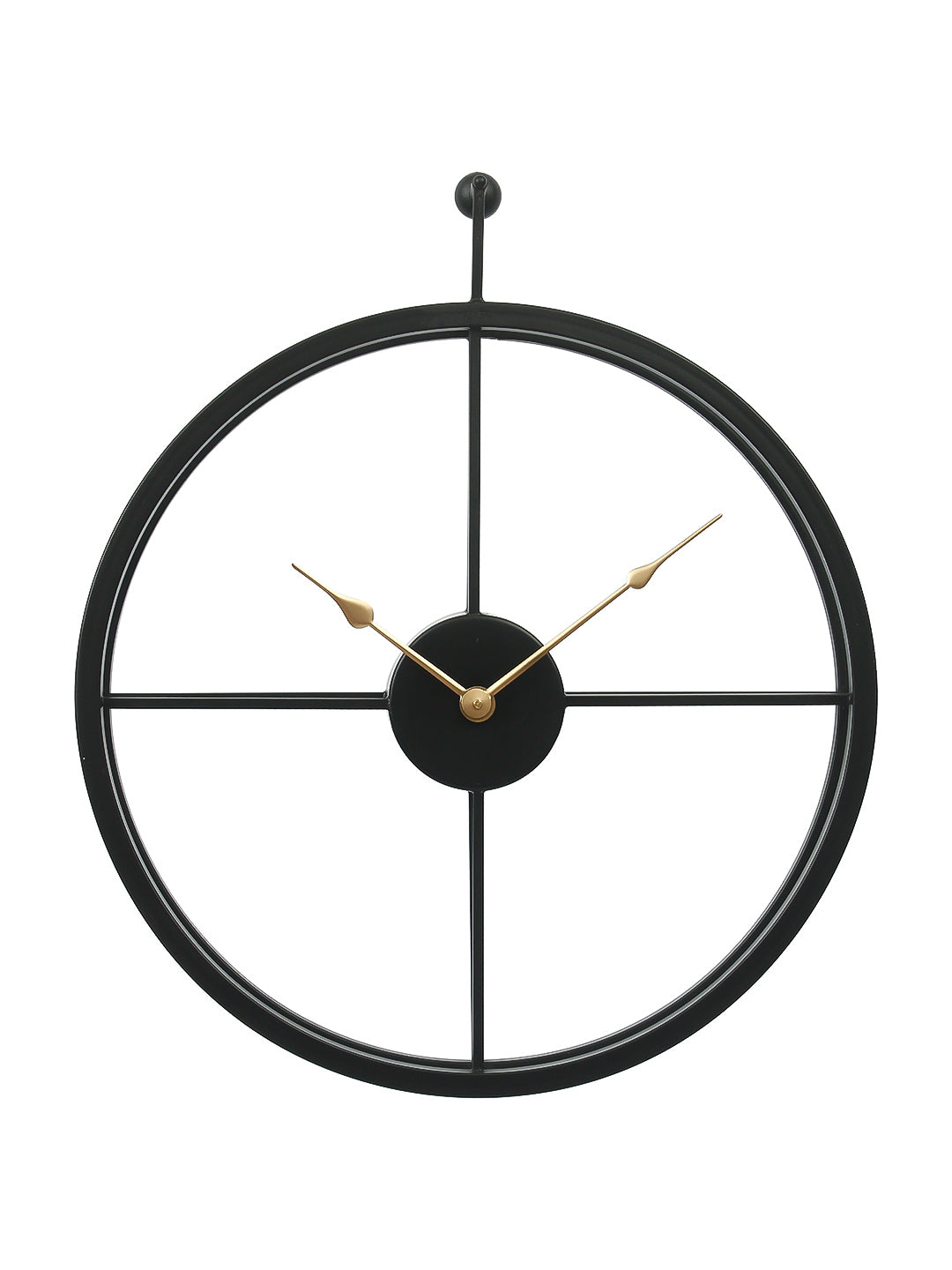 Black Iron Round Handcrafted Modern Wall Clock Without Glass and numbers