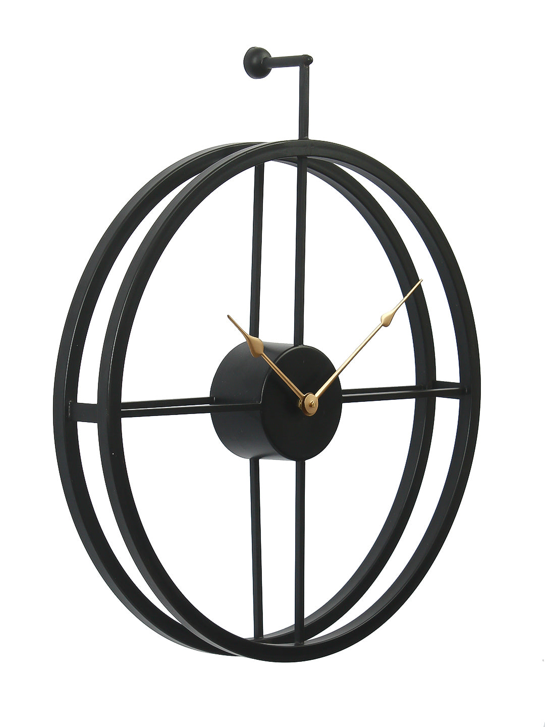 Black Iron Round Handcrafted Modern Wall Clock Without Glass and numbers 5