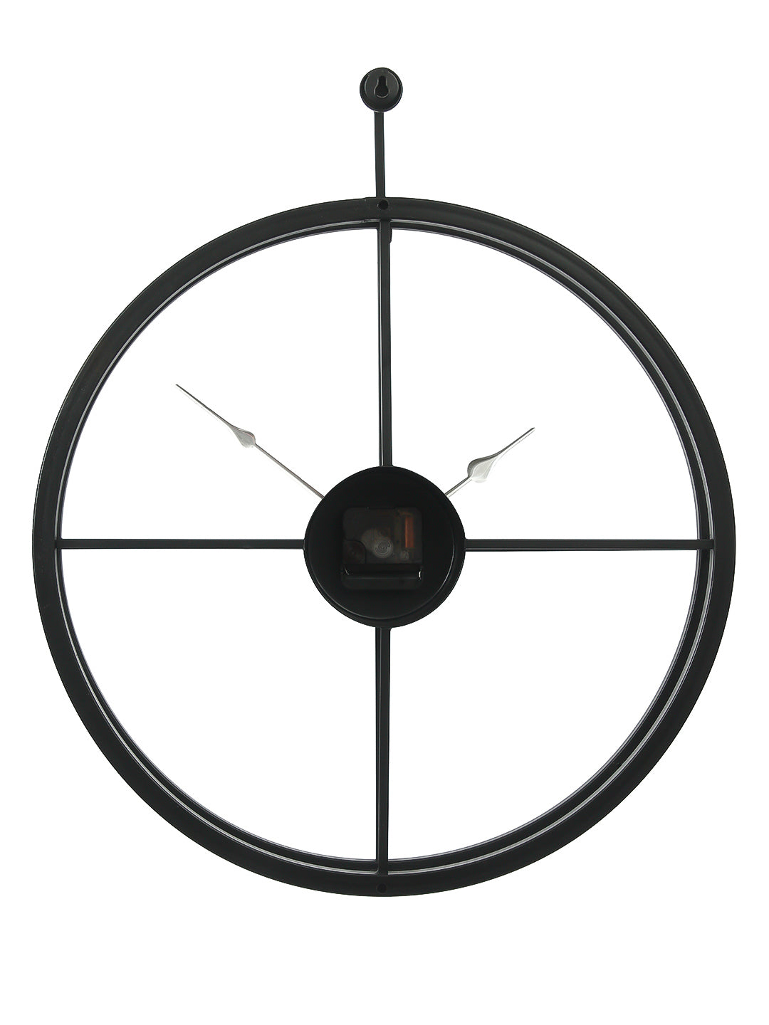Black Iron Round Handcrafted Modern Wall Clock Without Glass and numbers 6