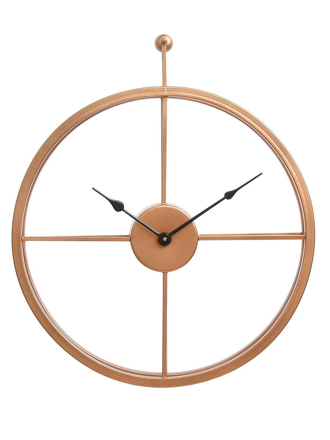 Copper Color Iron Round Hand-Crafted Analog Wall Clock Without Glass ( 46Cm x 53Cm )