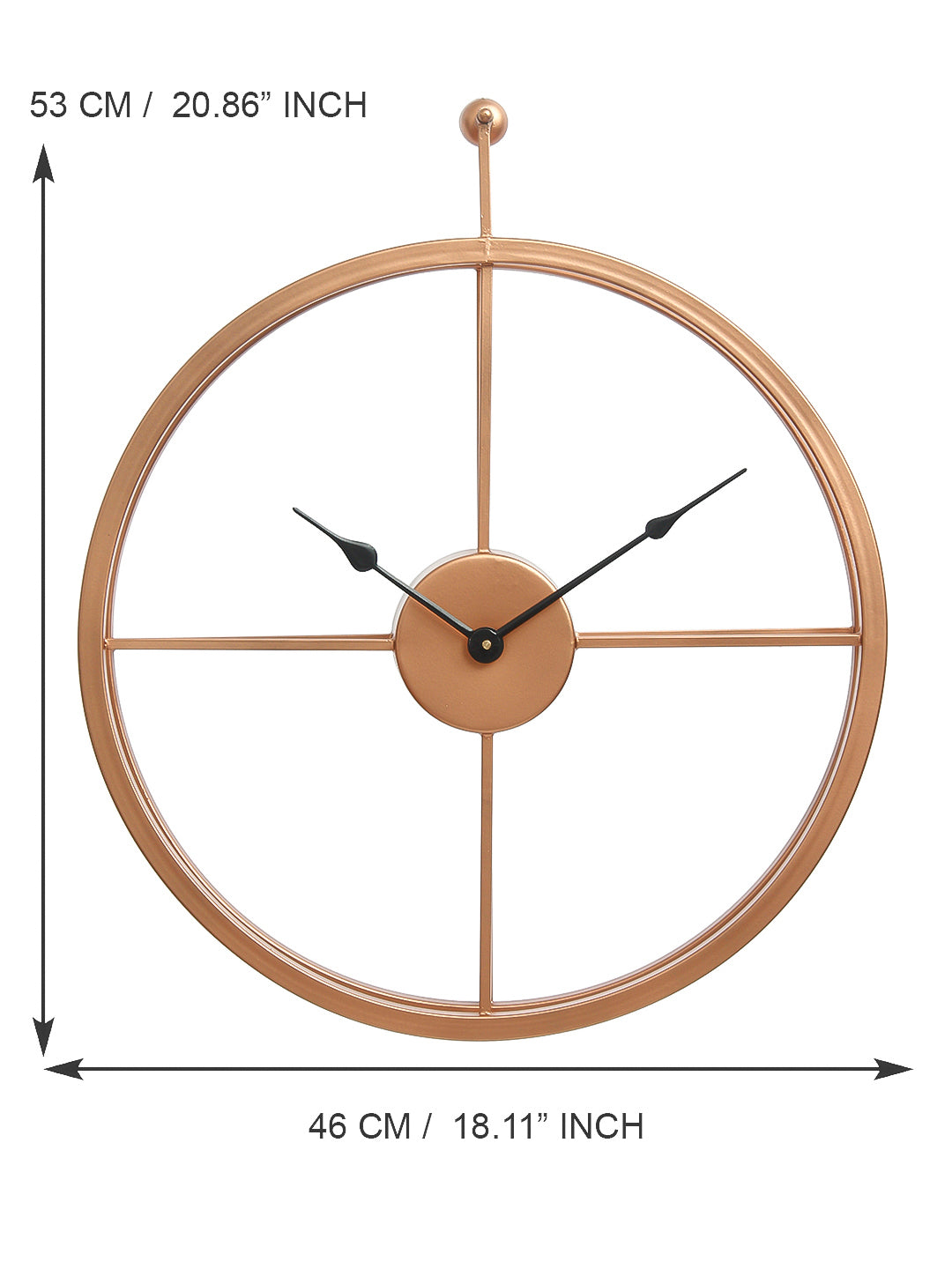 Copper Color Iron Round Hand-Crafted Analog Wall Clock Without Glass ( 46Cm x 53Cm ) 3