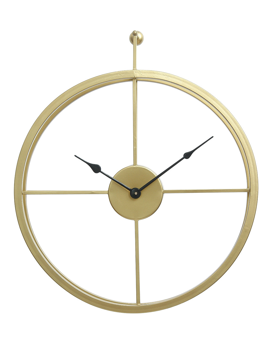 Golden Iron Round Hand-Crafted Analog Wall Clock Without Glass ( 46Cm x 53Cm )
