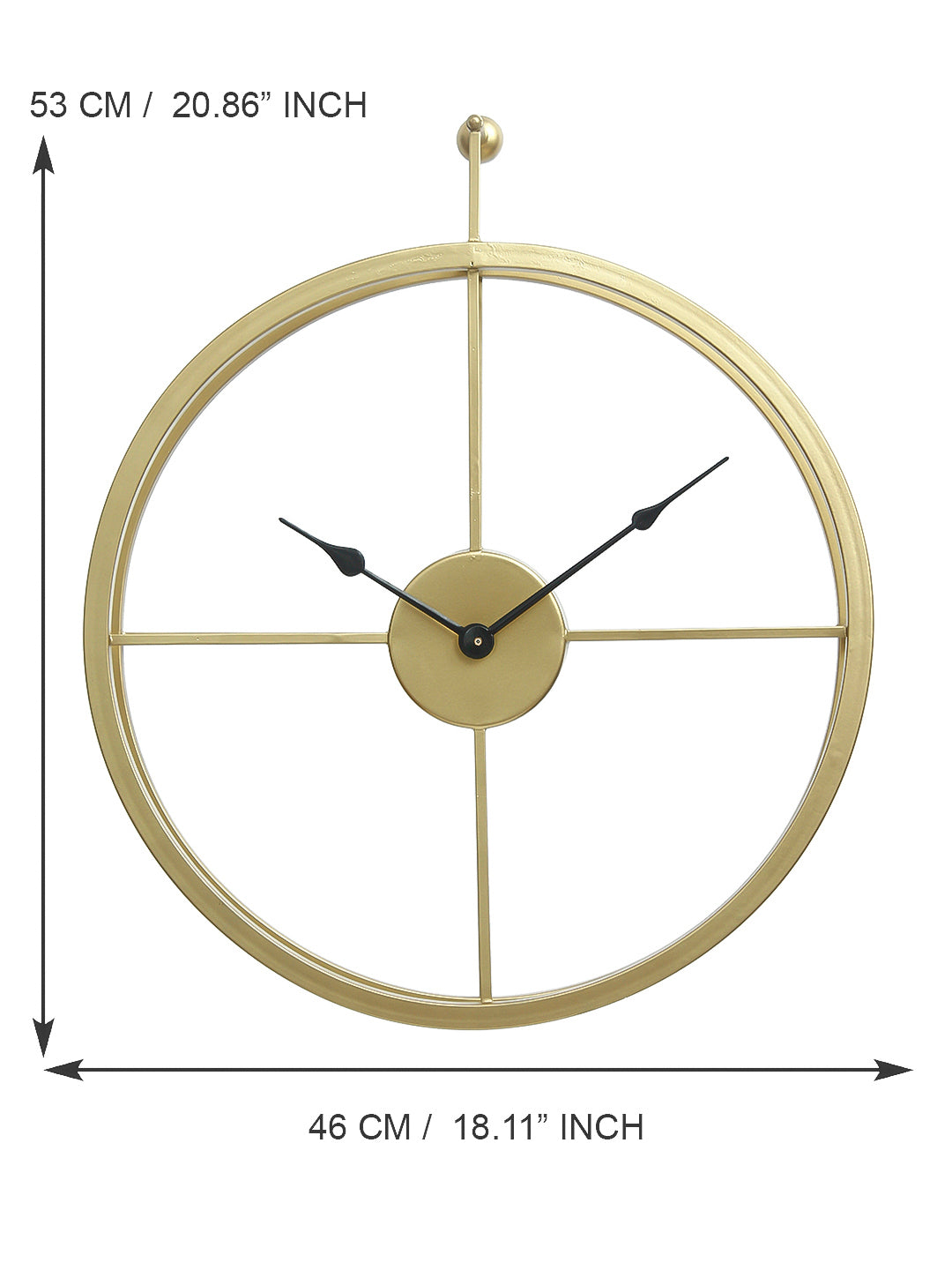 Golden Iron Round Hand-Crafted Analog Wall Clock Without Glass ( 46Cm x 53Cm ) 3