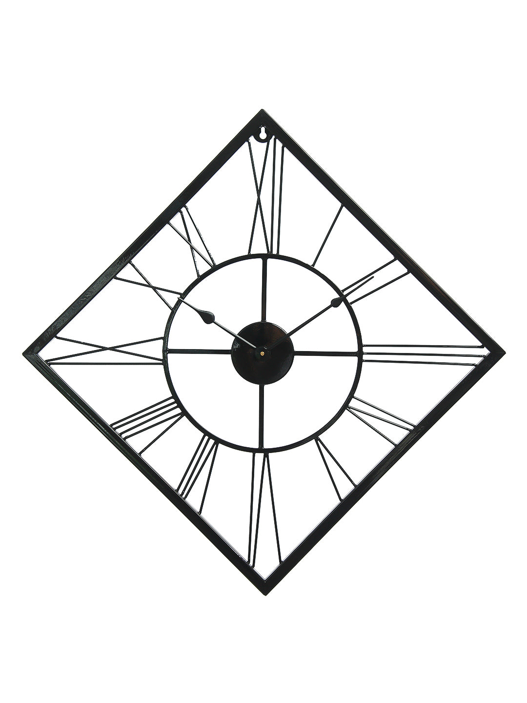 Black Iron Kite Shape Handcrafted Analog Roman Number Wall Clock Without Glass